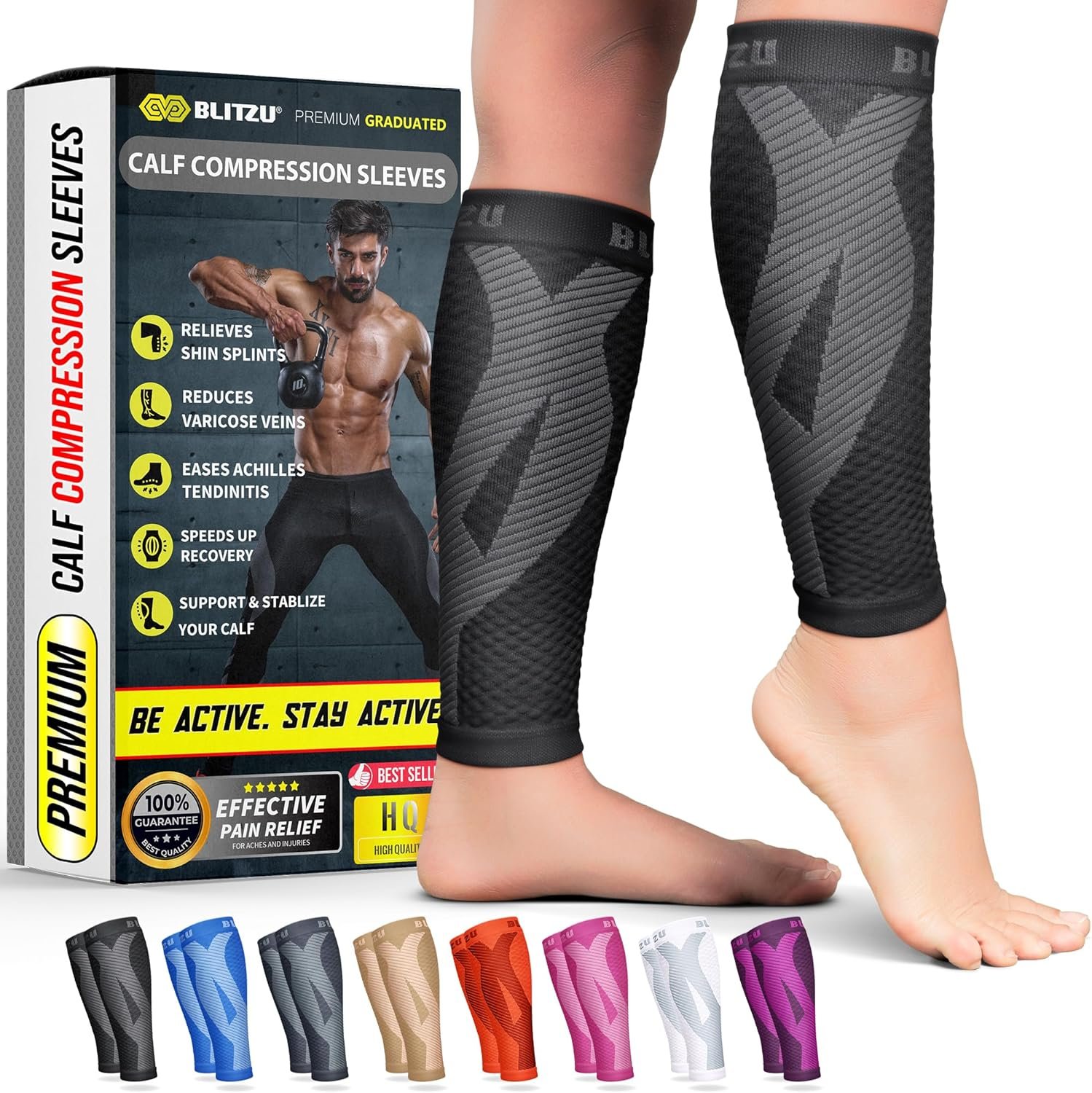 BLITZU Calf Compression Sleeve for Ultimate Support