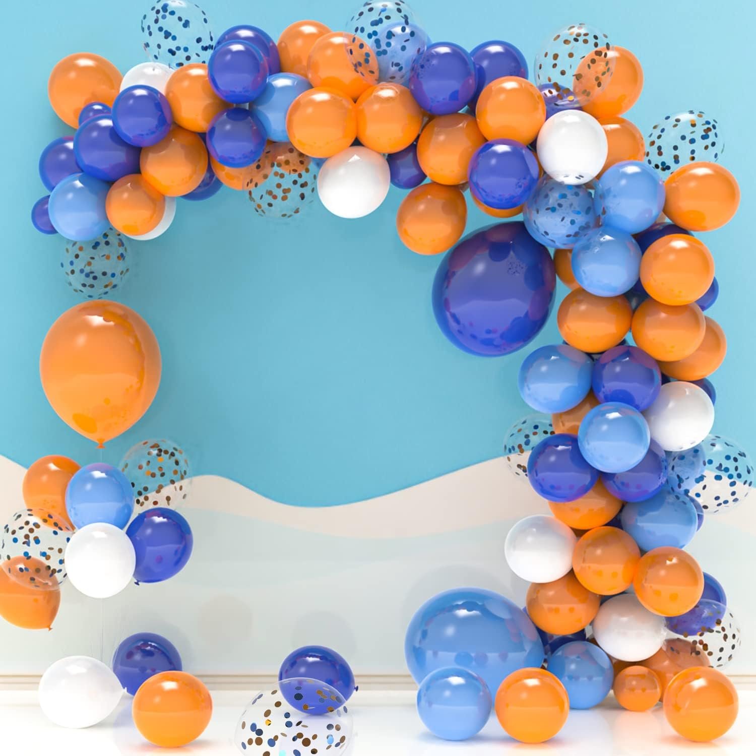 Create Stunning Blue & Orange Party Garland with 127pc Balloon Kit