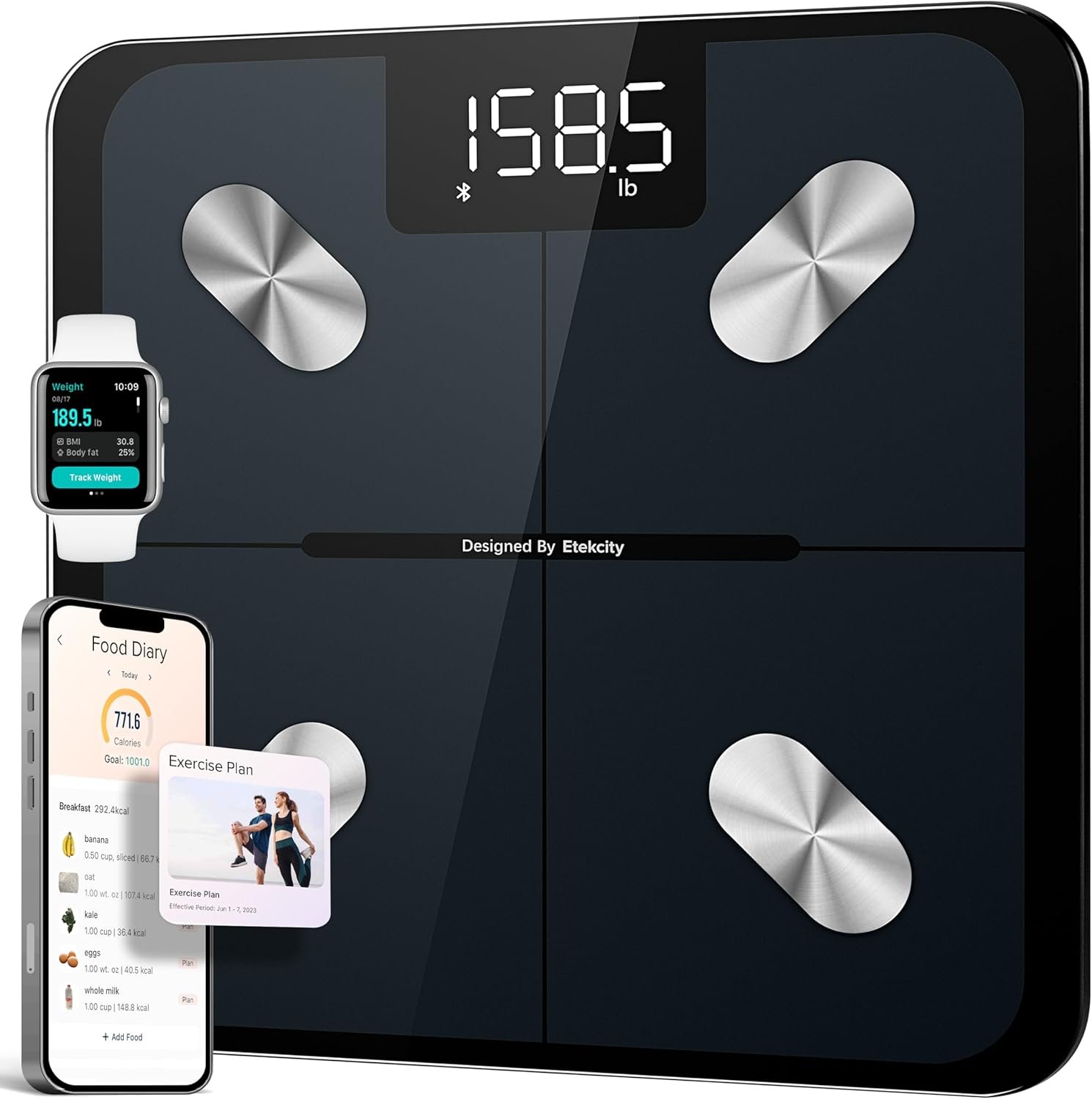 Bluetooth Smart Scale Tracks Weight, Fat & Muscle