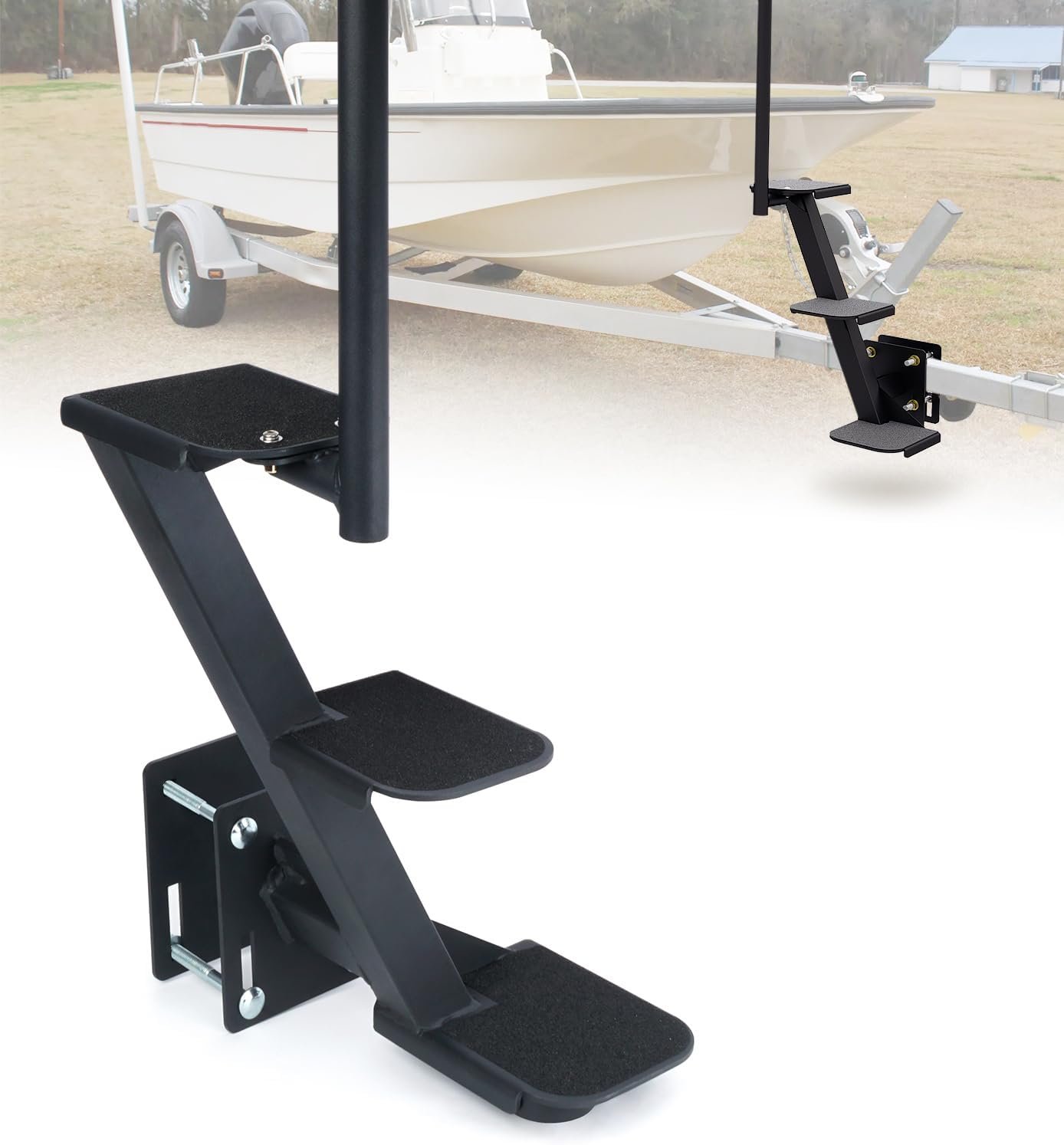 Safe & Easy Boat Trailer Boarding Steps - 3 Step Non-Slip Design