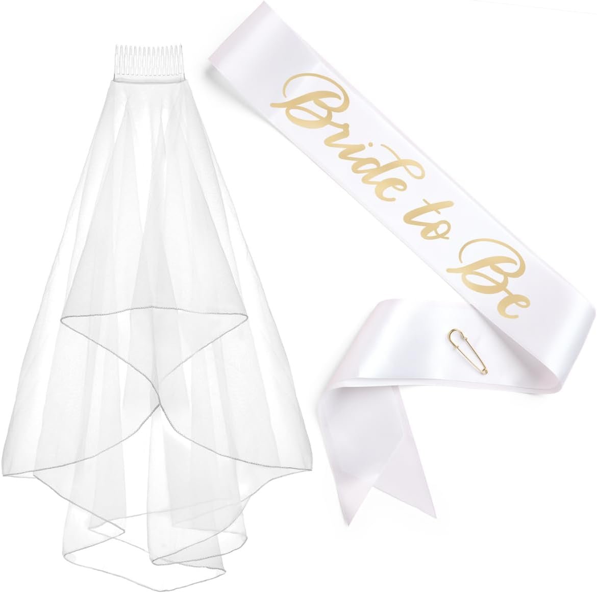 Bride-to-Be Glam: White Satin Sash + Veil
