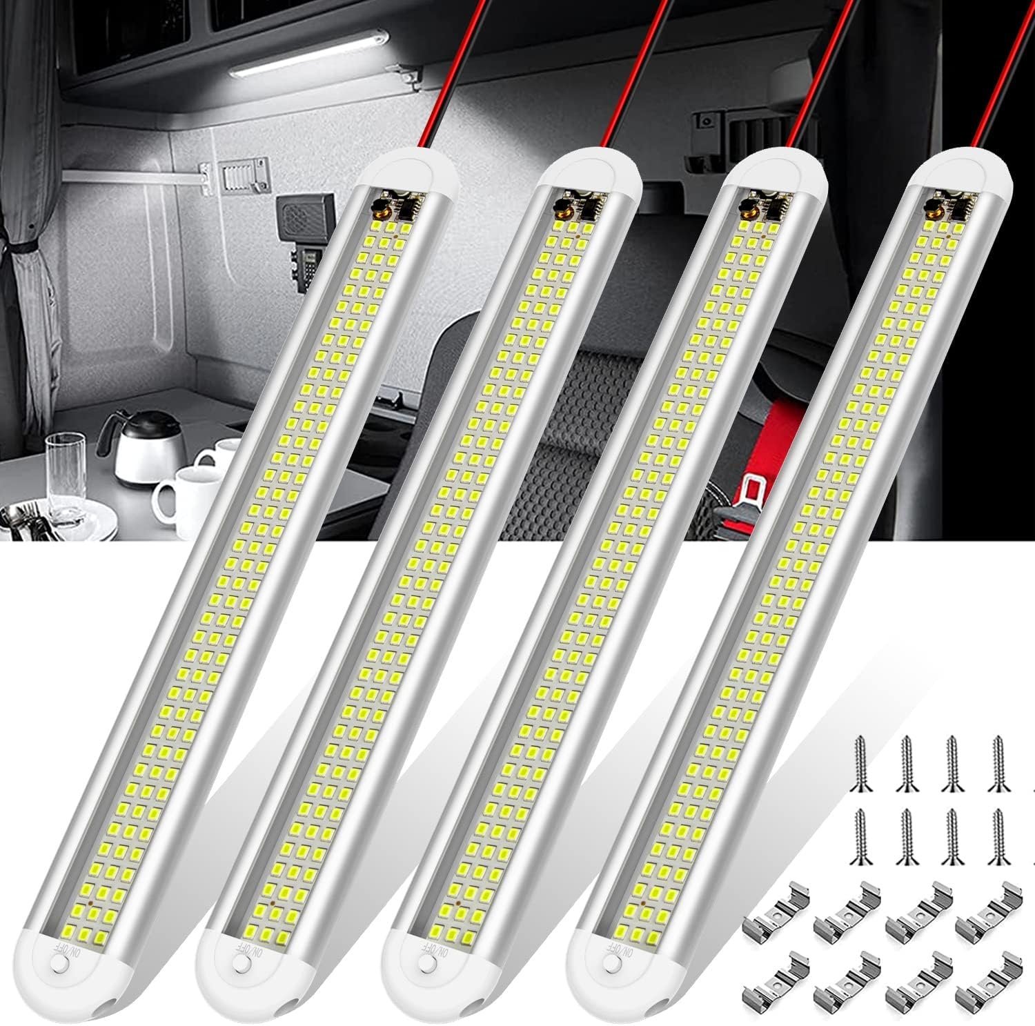 Bright 12V LED Light Bars for RVs & Trailers (4-Pack)