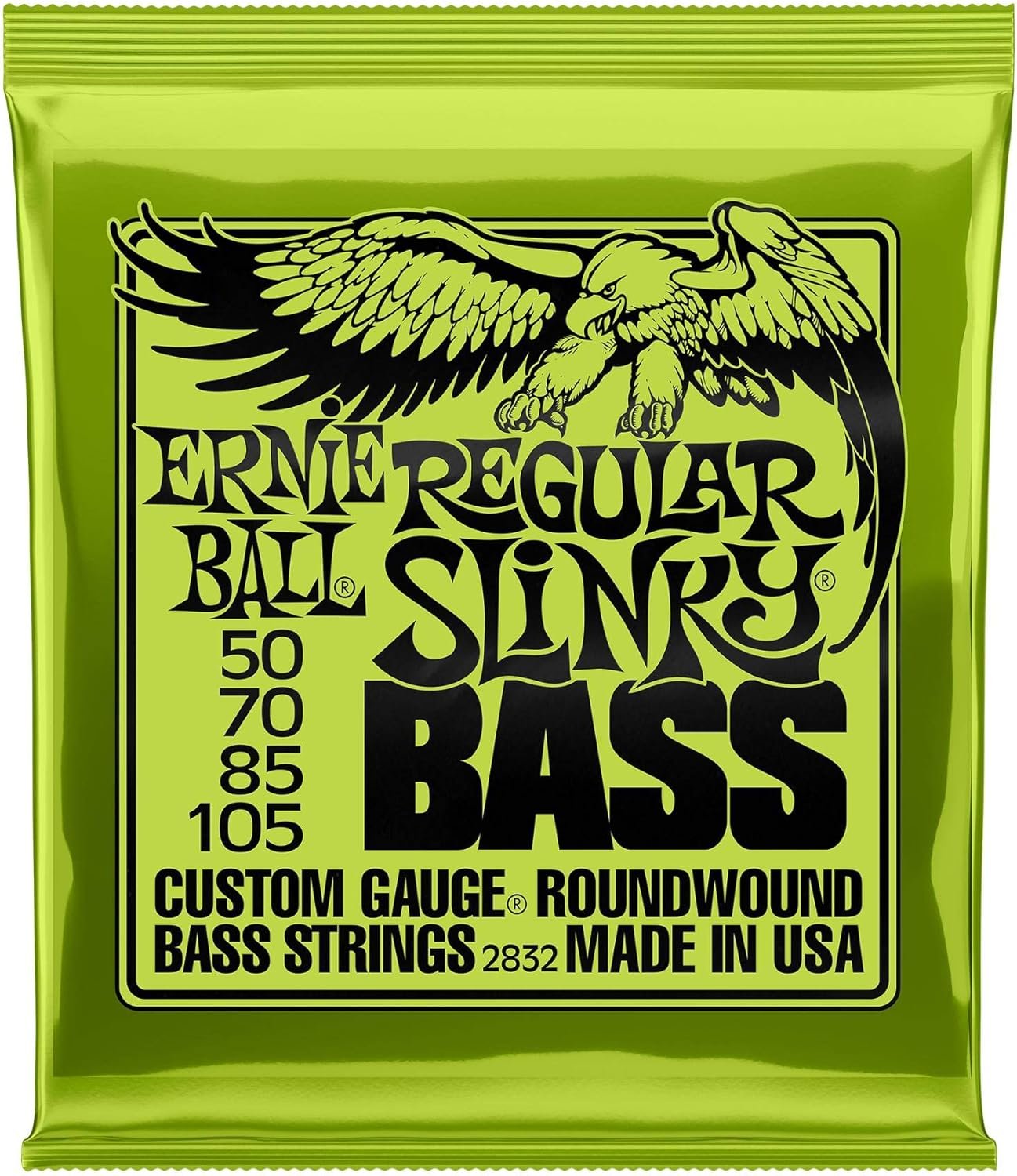 Bright Balanced Bass Strings: Ernie Ball Regular Slinky 50-105