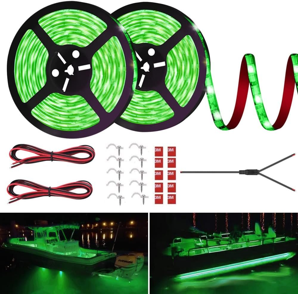 Bright Green LED Boat Lights - 32.8FT Marine Lighting Kit