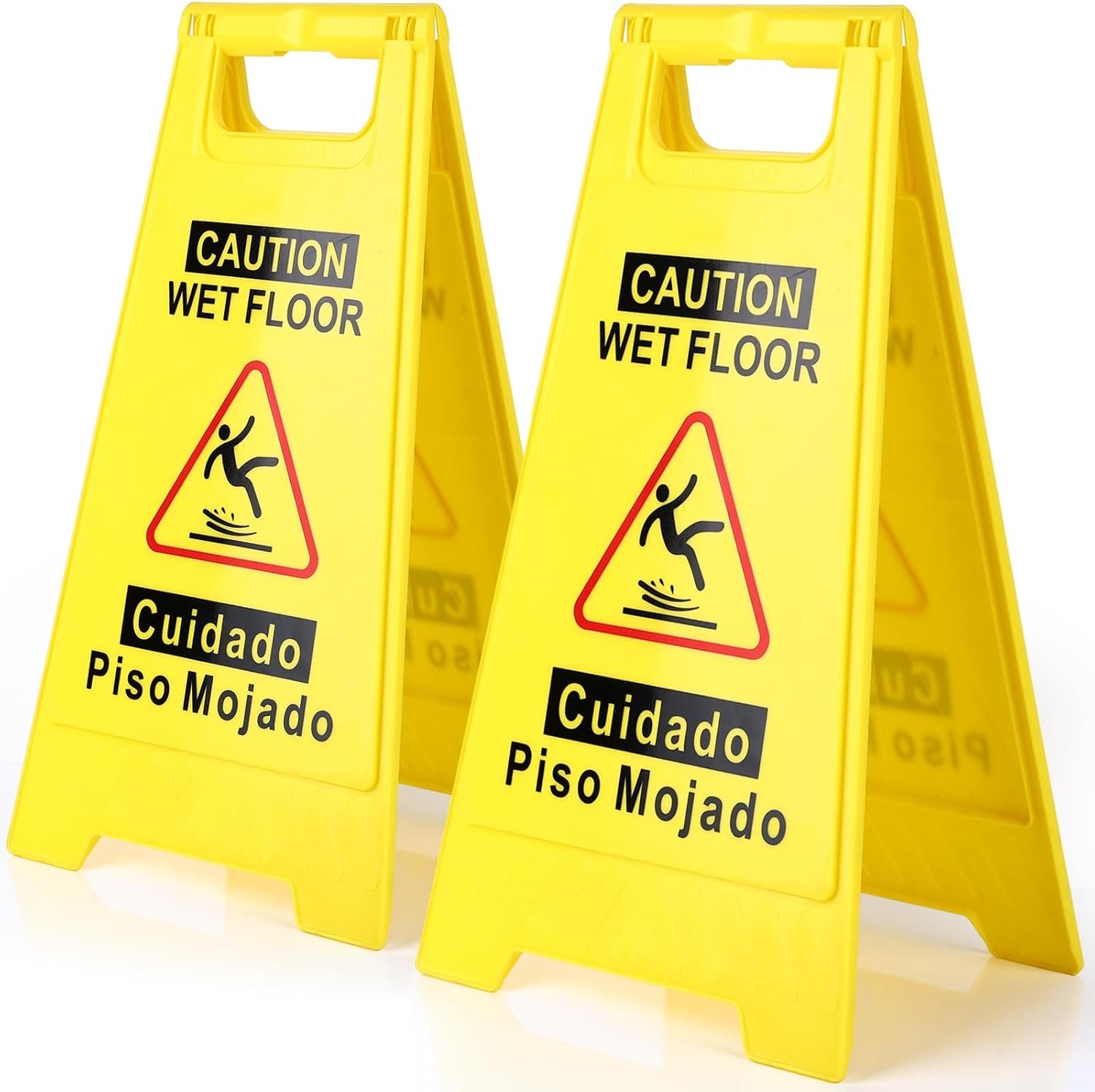 Bright Yellow Wet Floor Signs: Bilingual 2-Pack