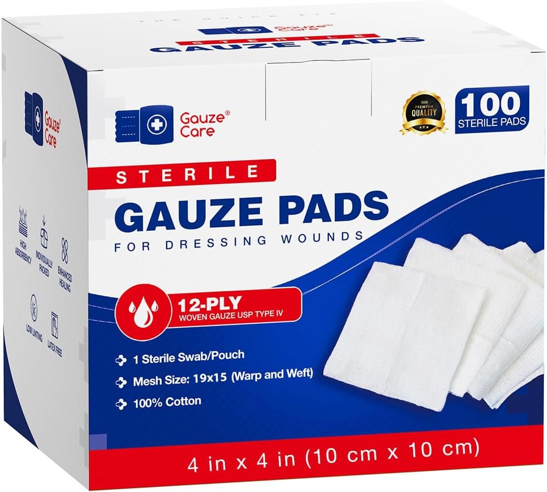 Bulk 100 Sterile 4x4 Gauze Pads for Wound Care