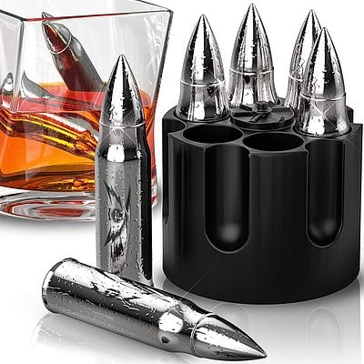 Bullet Shaped Metal Whiskey Stone Set