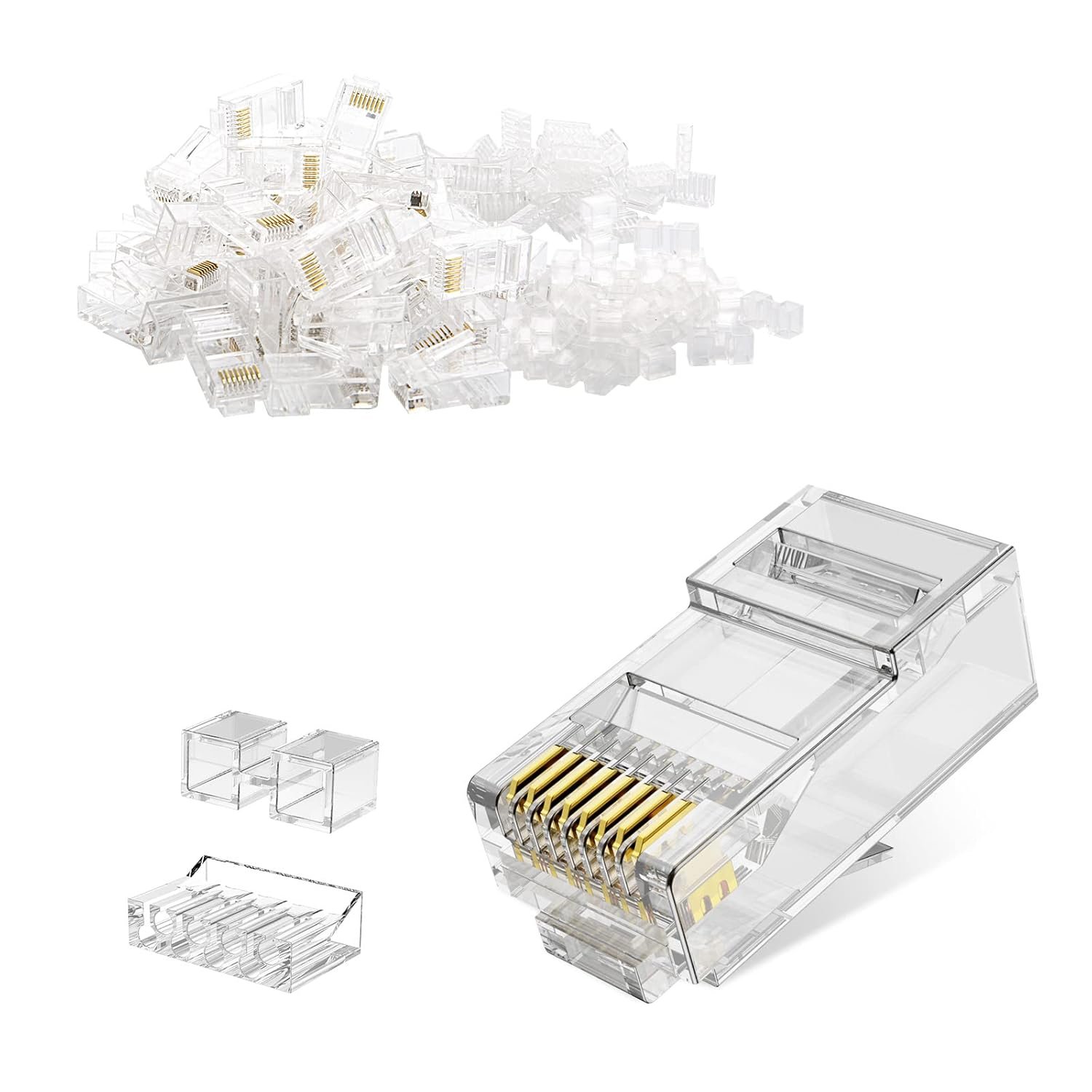 CableCreation Cat6a RJ45 Connectors - 100 Pack for Custom Ethernet Cables
