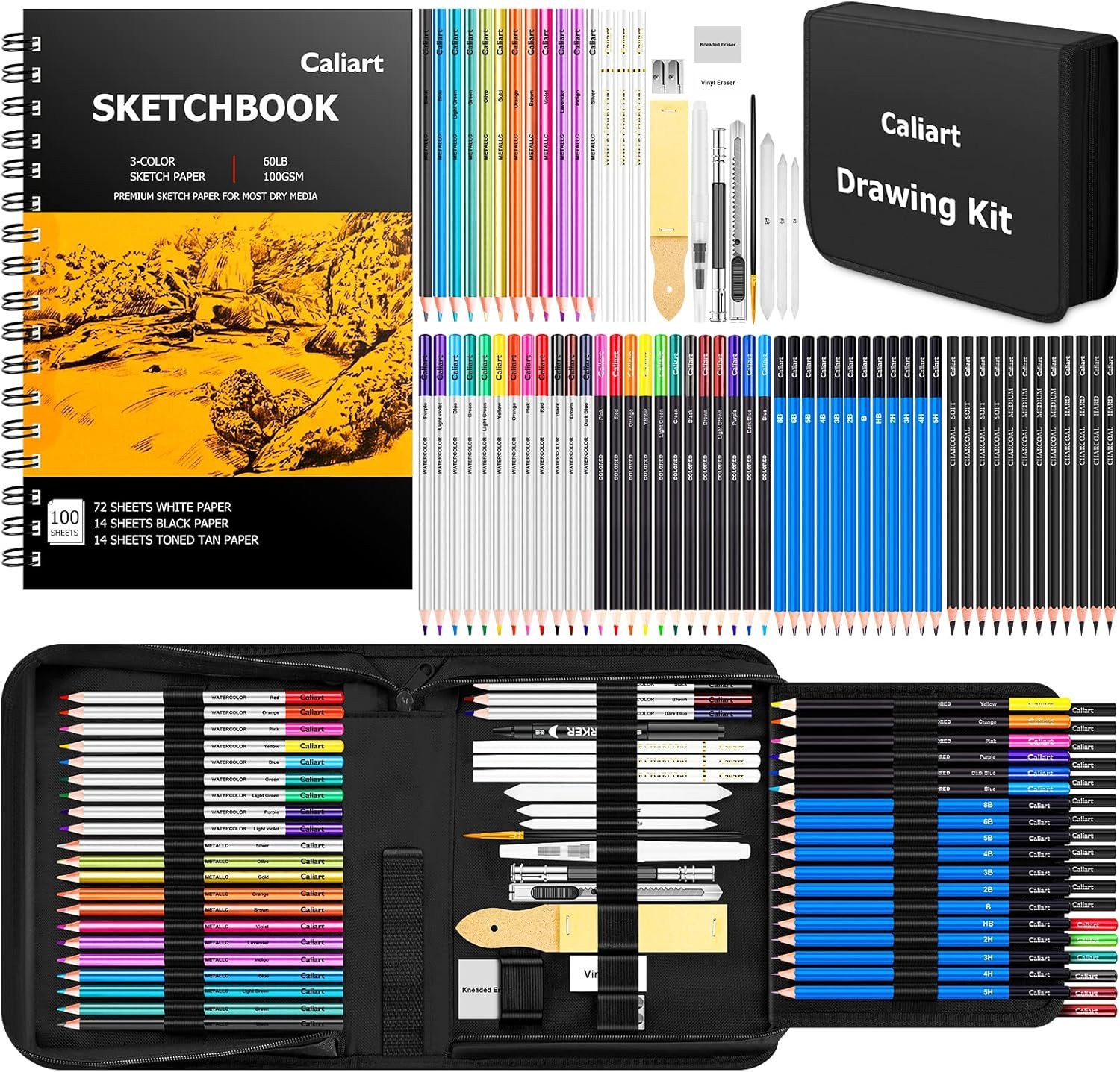 Caliart 176PCS Art Supplies Sketching Kit