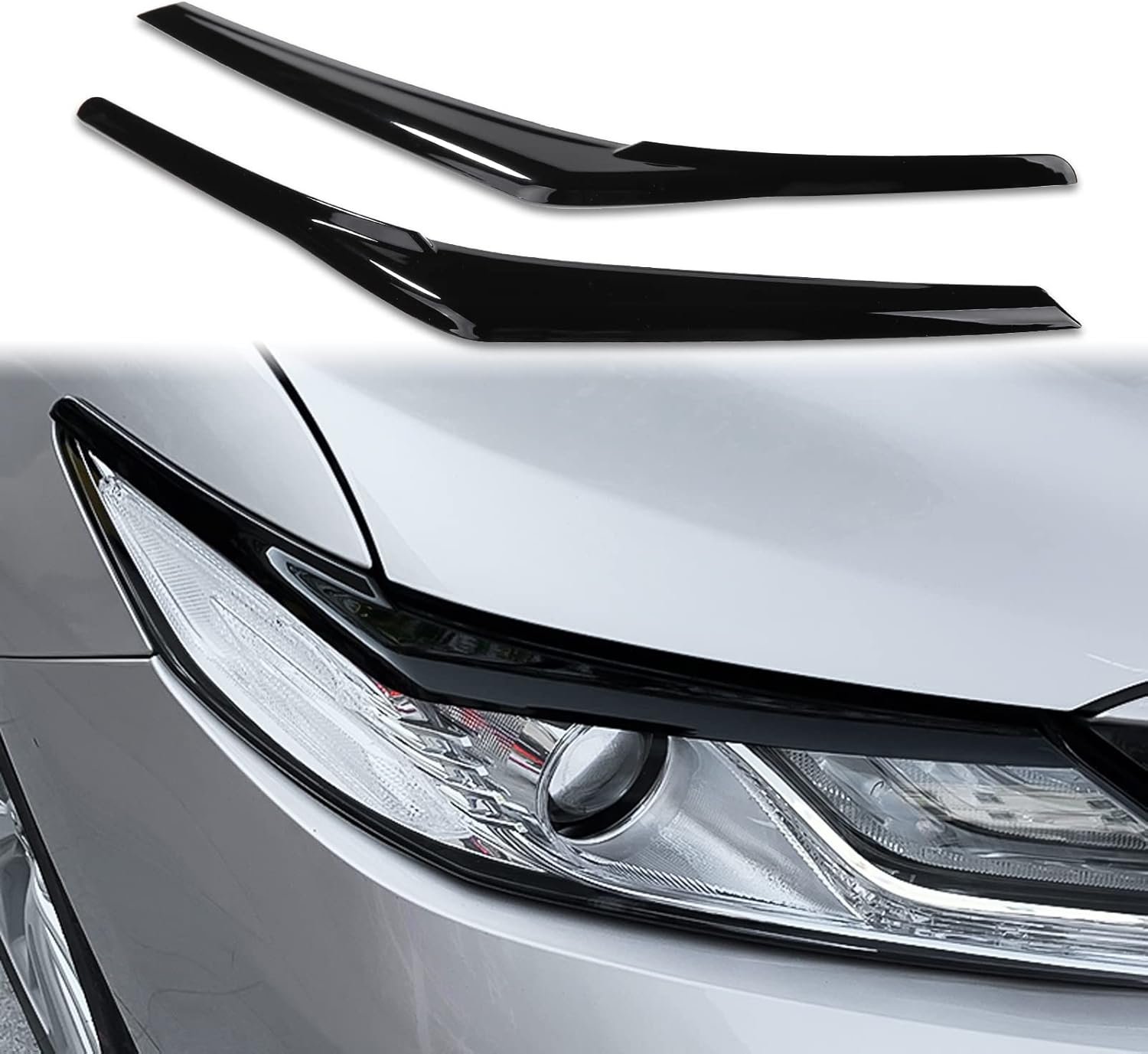 Aggressive Camry Headlight Eyebrows - Glossy Black Styling