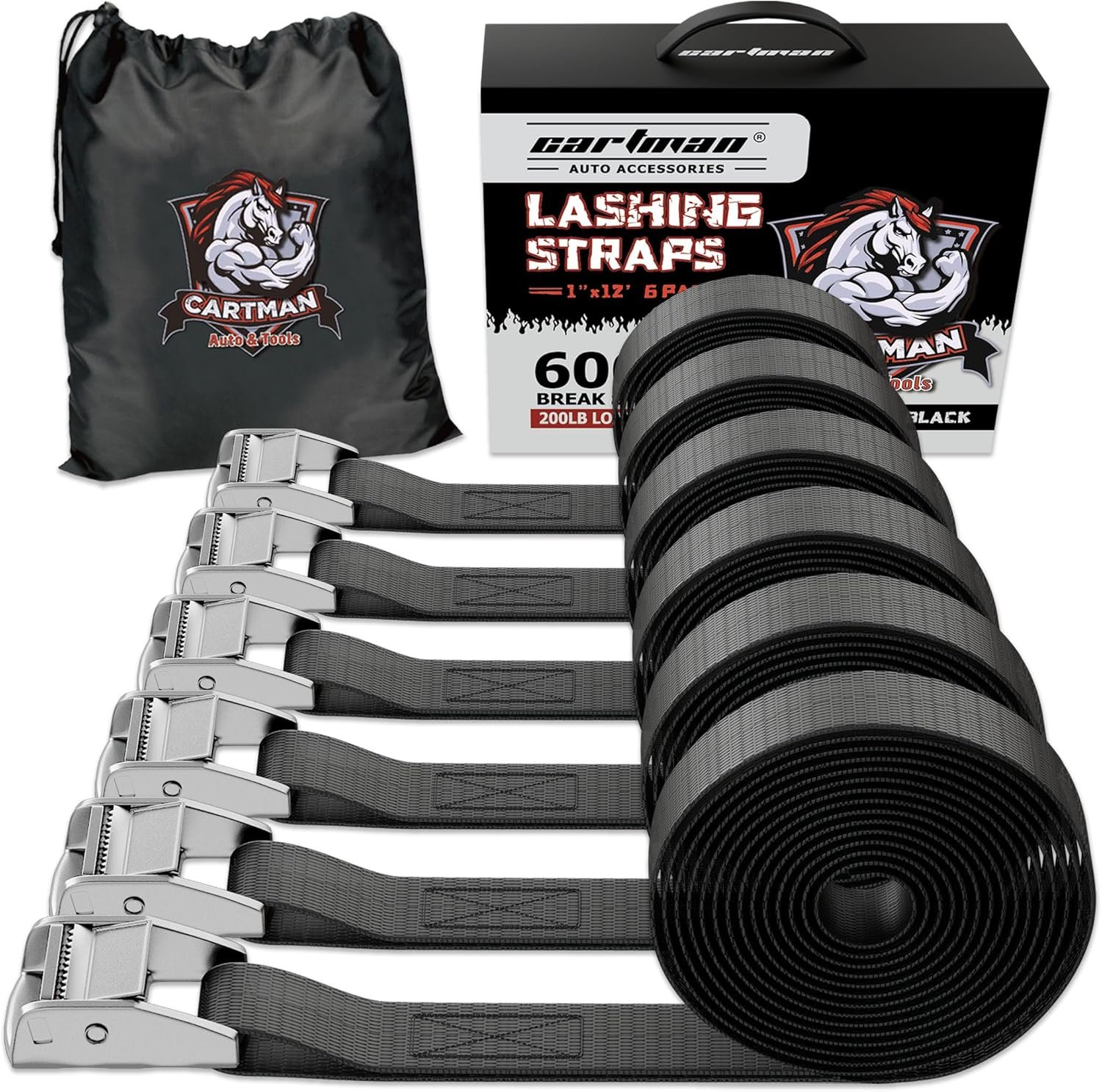 Secure Cargo Fast: Cartman 600lb Lashing Straps, 6-Pack