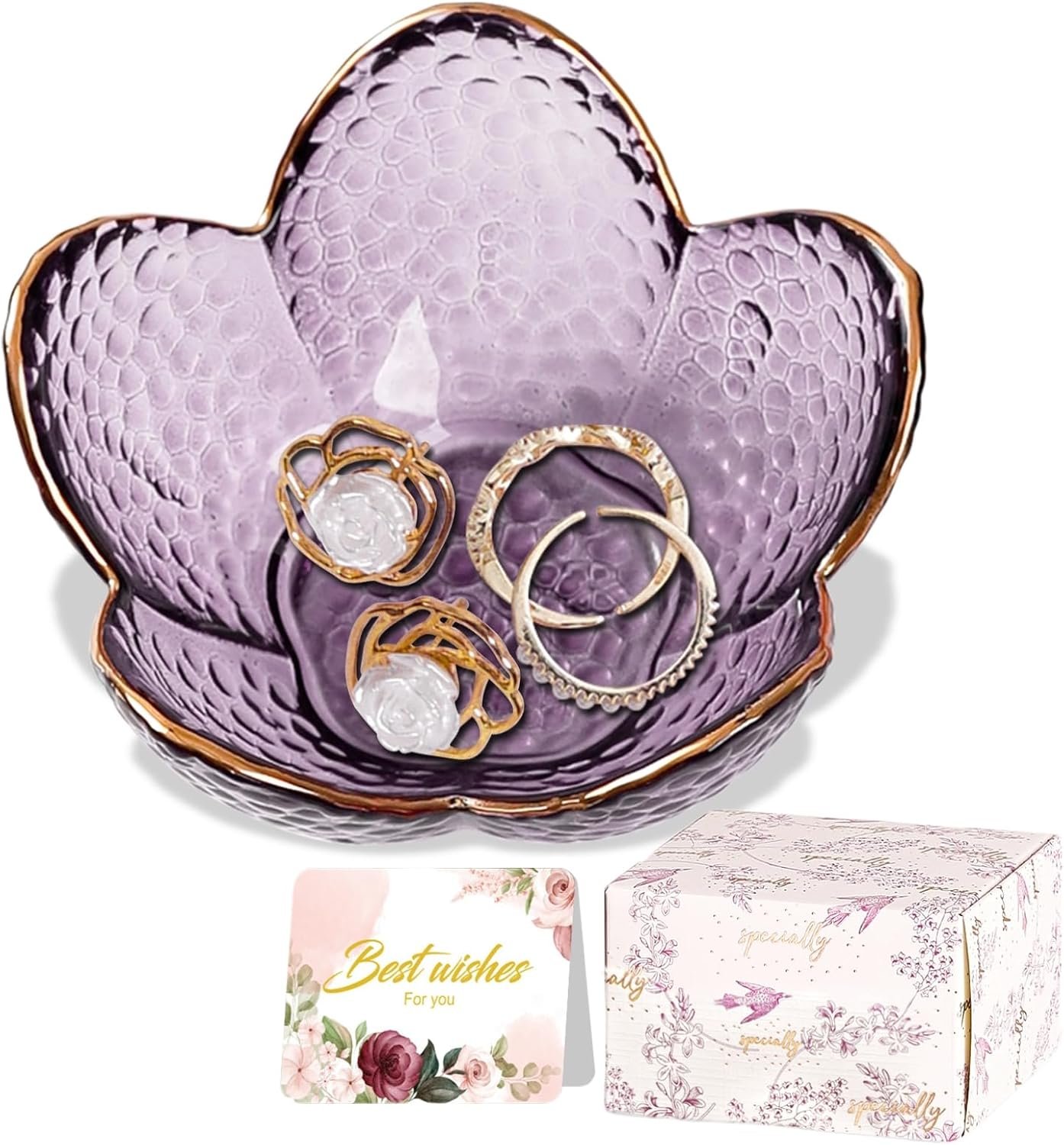 Charming Purple Flower Jewelry Dish for Any Occasion