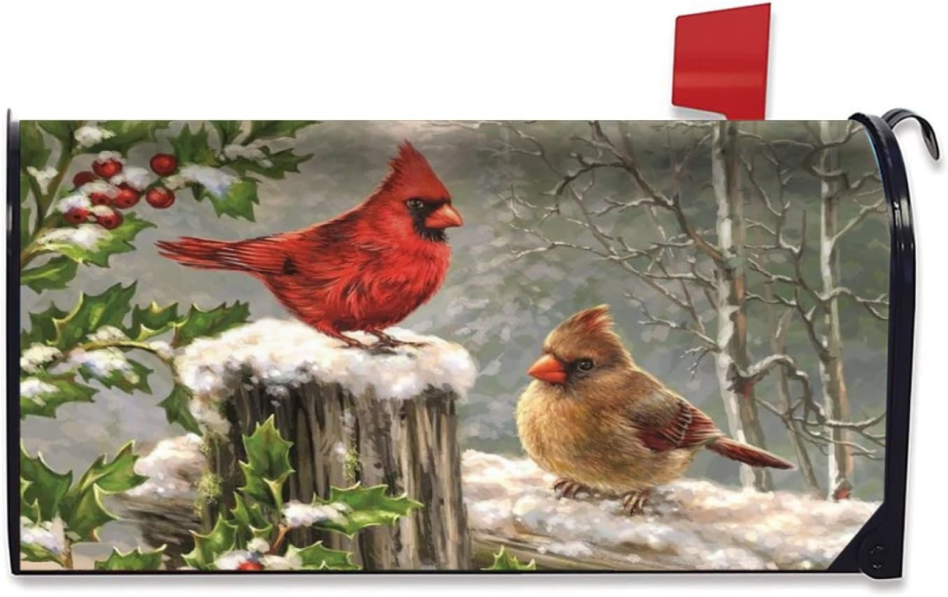 Charming Winter Cardinal Mailbox Cover