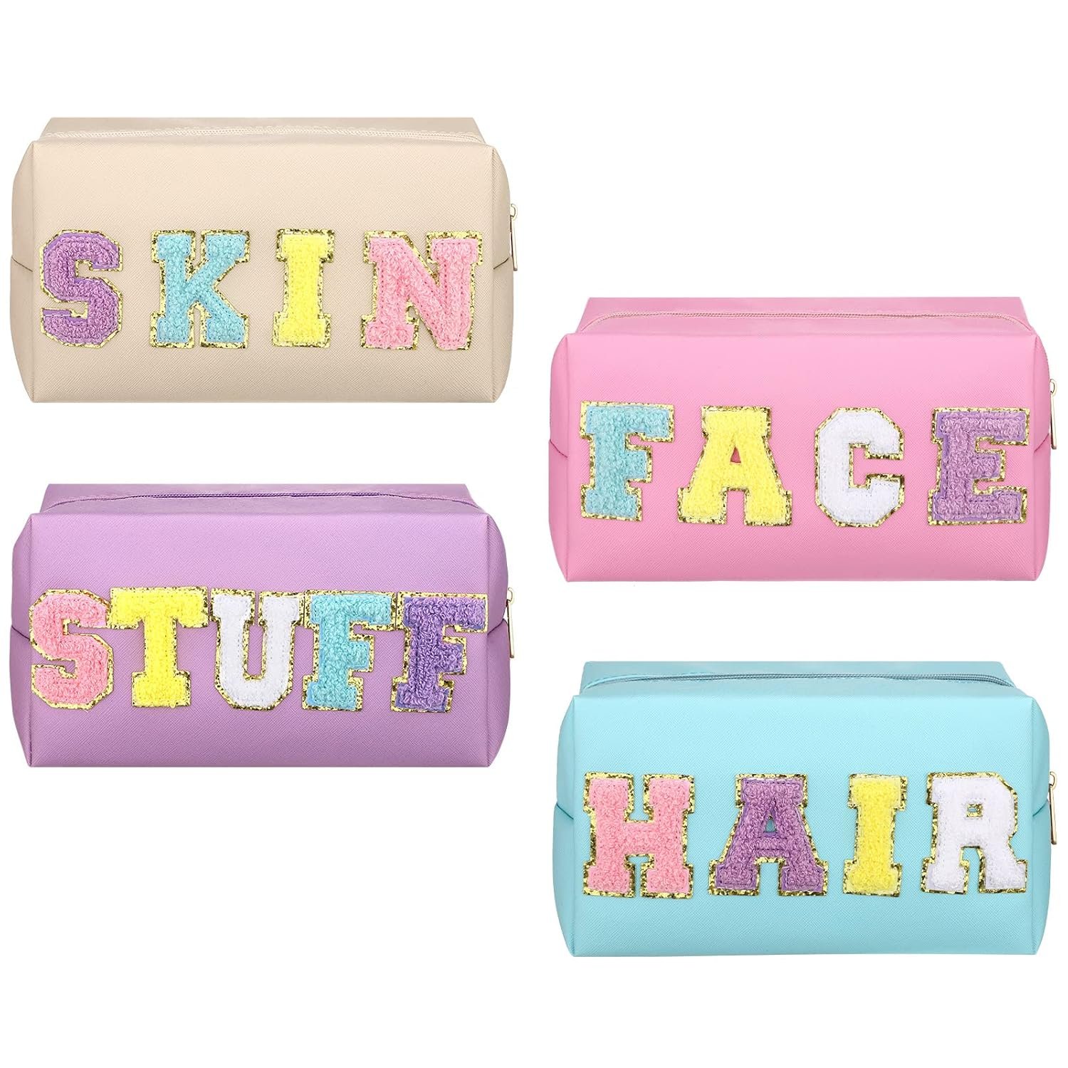 Chenille Letter Makeup Bags Set - Organized & Stylish Travel Essentials