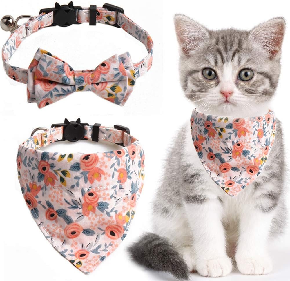 Chic Cat Collars with Bells & Bow Ties - 2 Pack