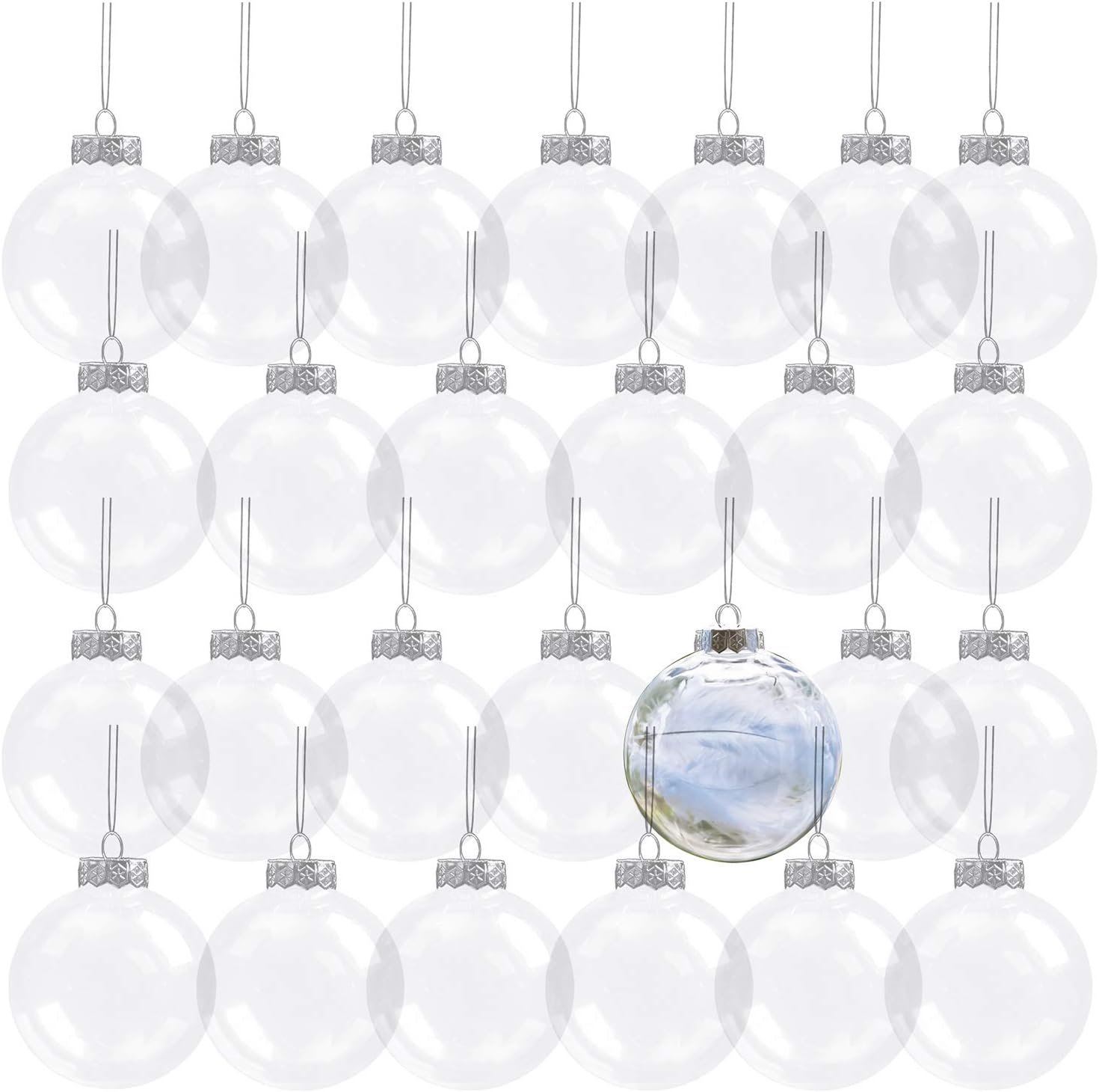 30 Pack Clear Fillable Ornaments - DIY Craft Christmas Decor