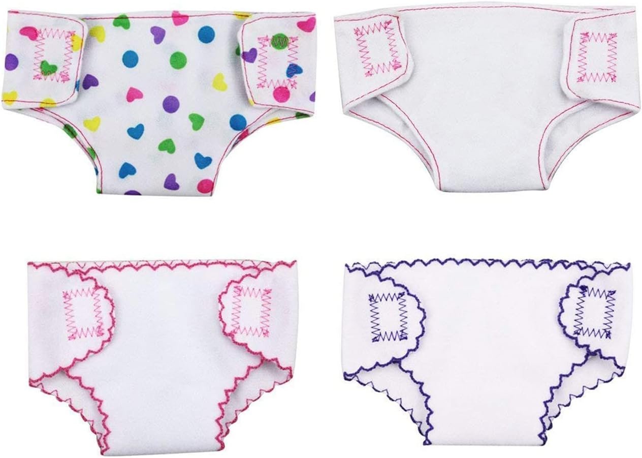 Colorful 4 Pack Diapers for Baby Dolls