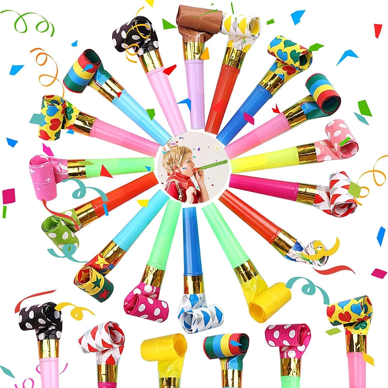 Colorful Party Blowouts - 25 Fun Noisemakers for Any Celebration