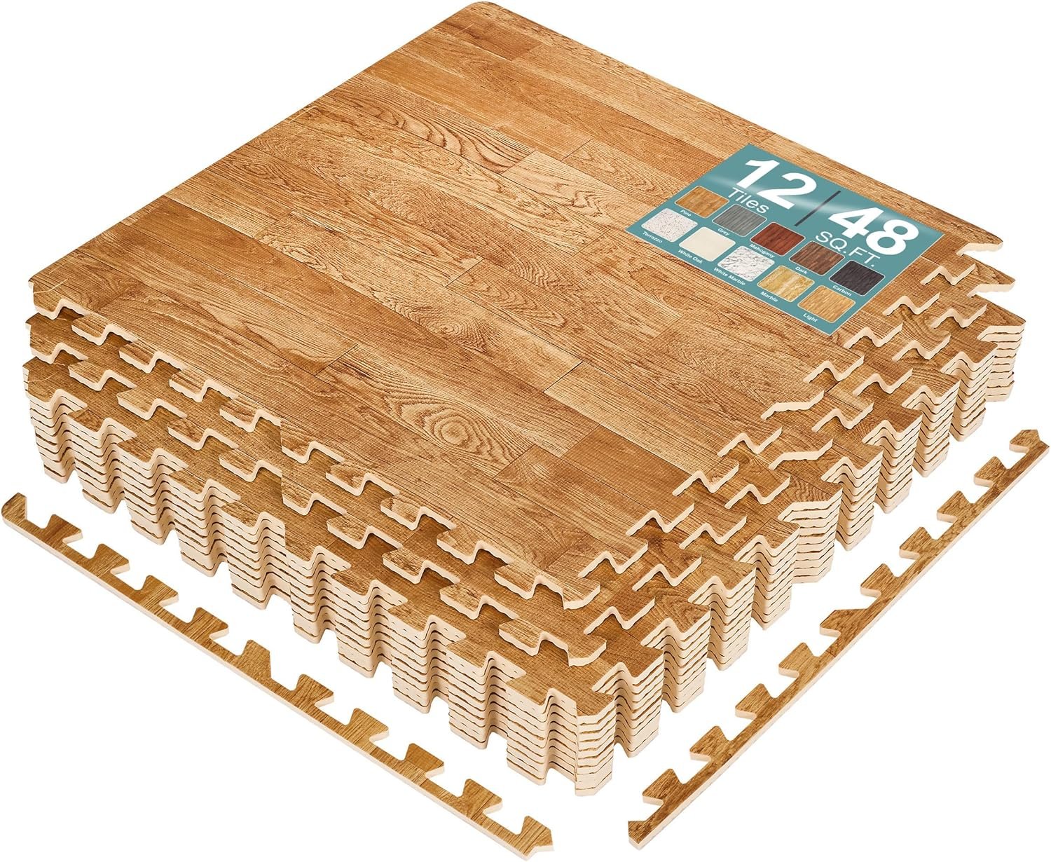 Comfortable Wood Grain Foam Floor Tiles - Easy Interlocking