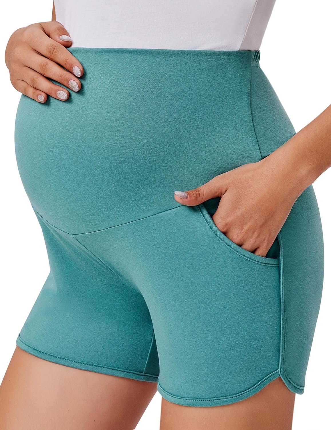 Comfy Over-Belly Maternity Shorts with Handy Pockets