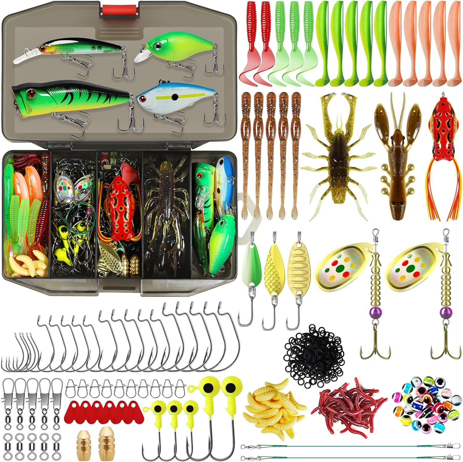 Complete Fishing Lure Kit - 128 Pieces for All Water Types