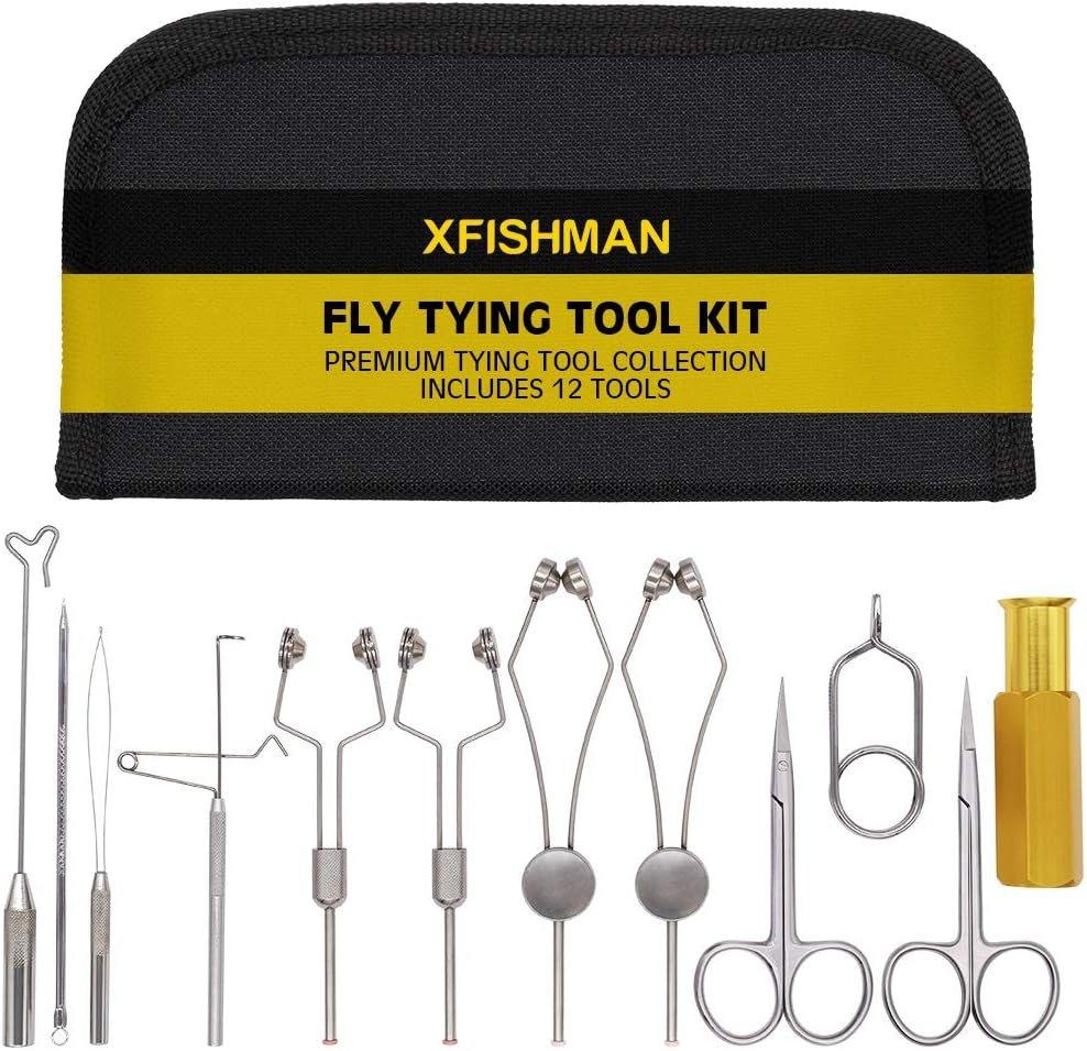 Complete Fly Tying Kit: 12 Tools in Retro Bag