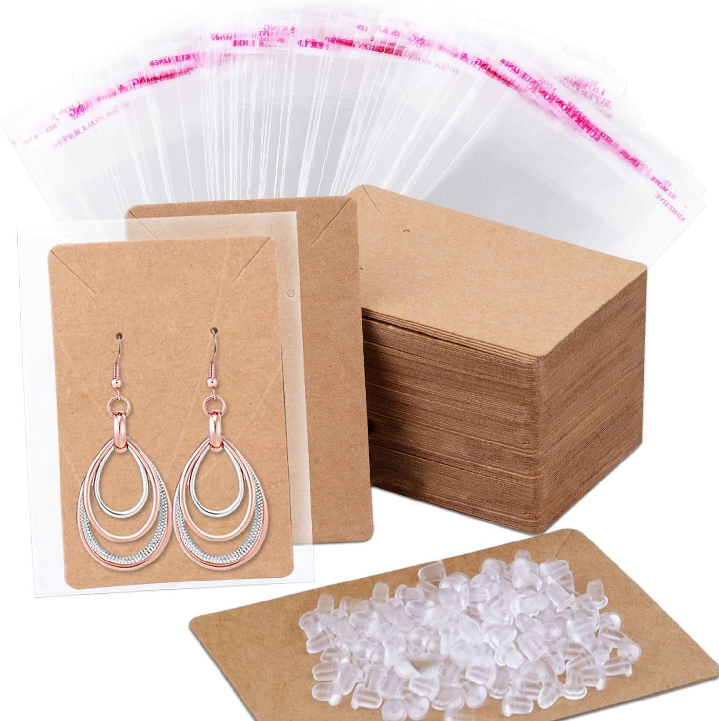 Complete Jewelry Display Kit: 100 Earring Cards with Accessories