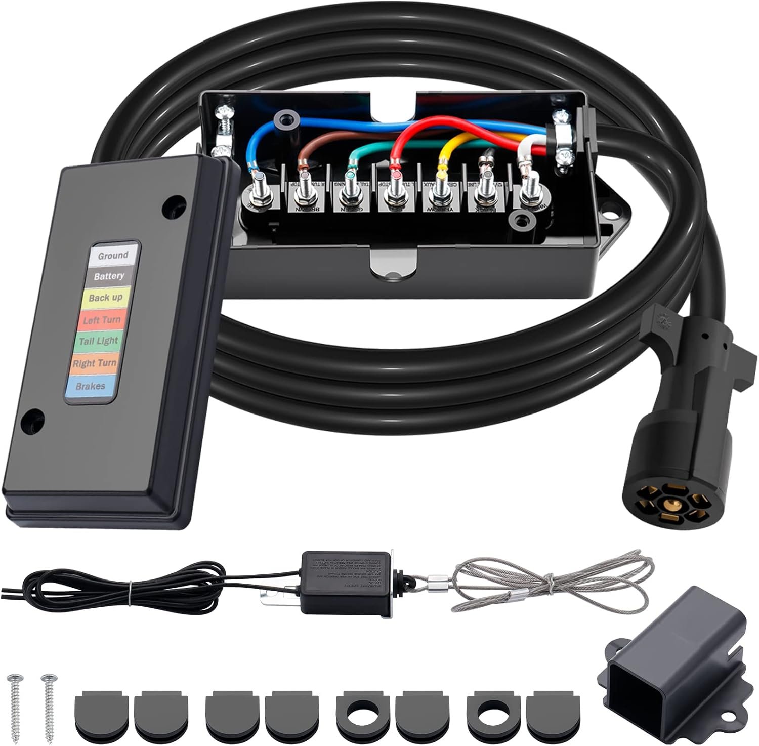 Complete Trailer Wiring Kit with 7-Way Cord & Breakaway Safety