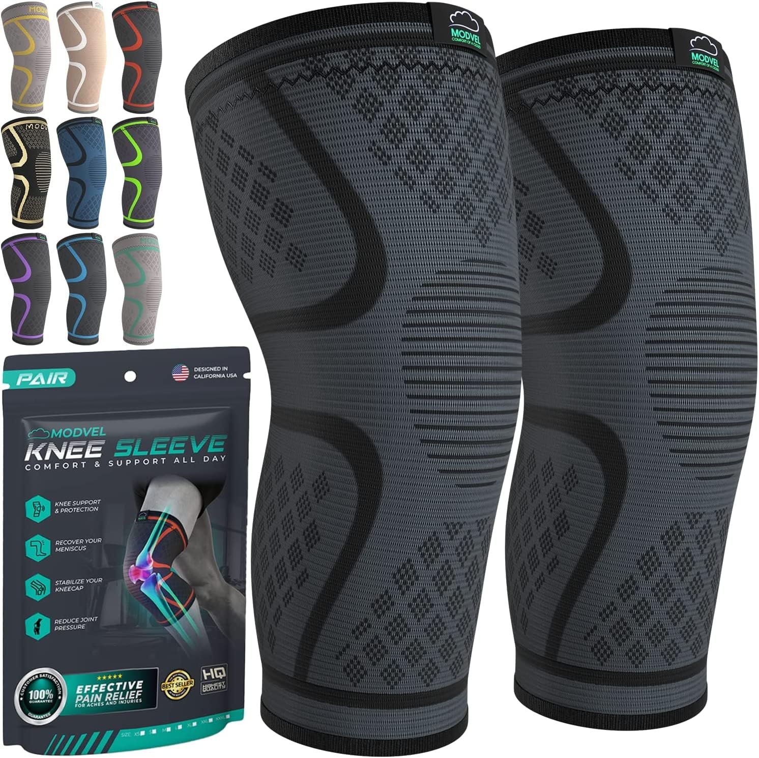 Relieve Knee Pain & Support Active Lifestyle - 2-Pack Compression Braces