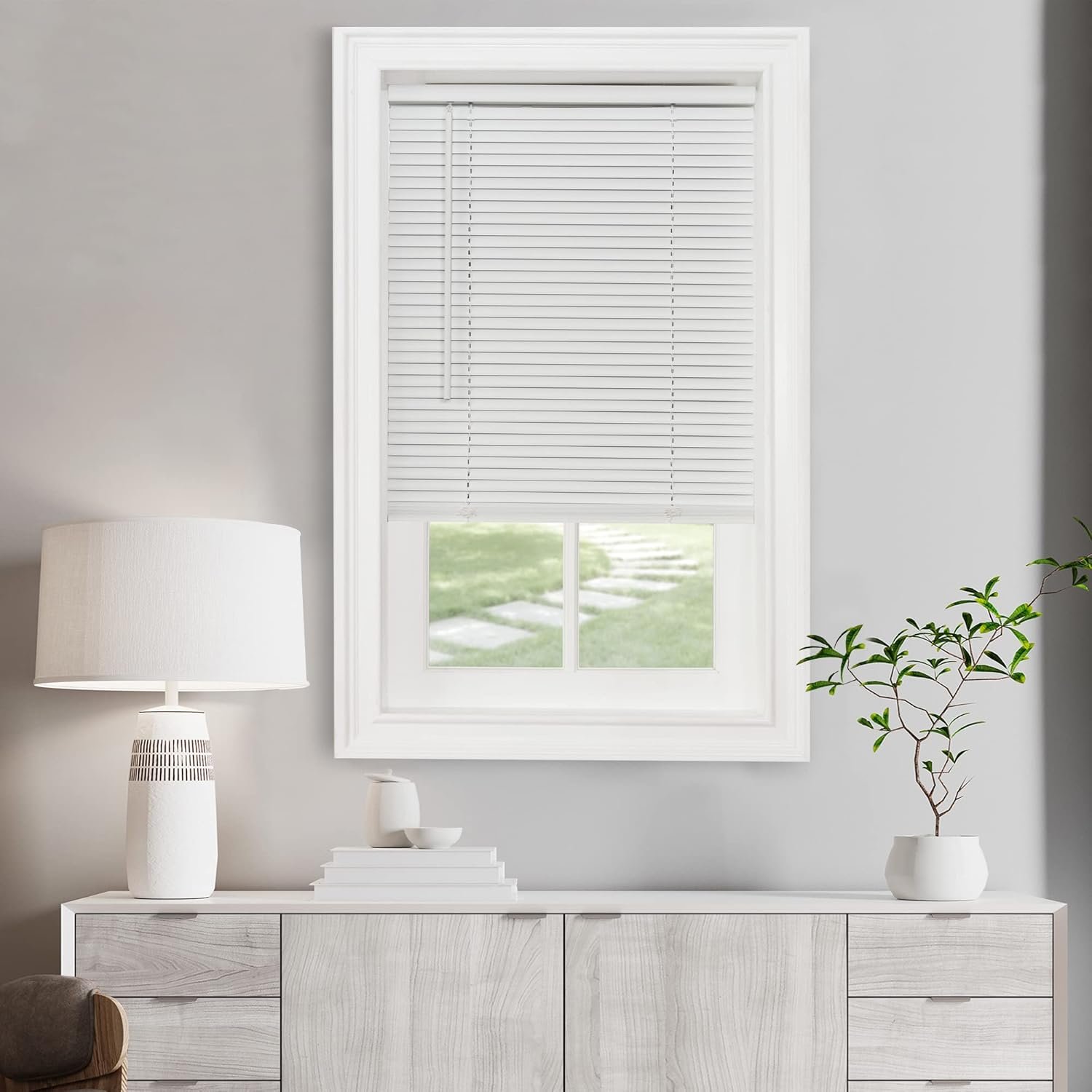 Embrace Sunshine with Cordless Mini Blinds in Pearl White