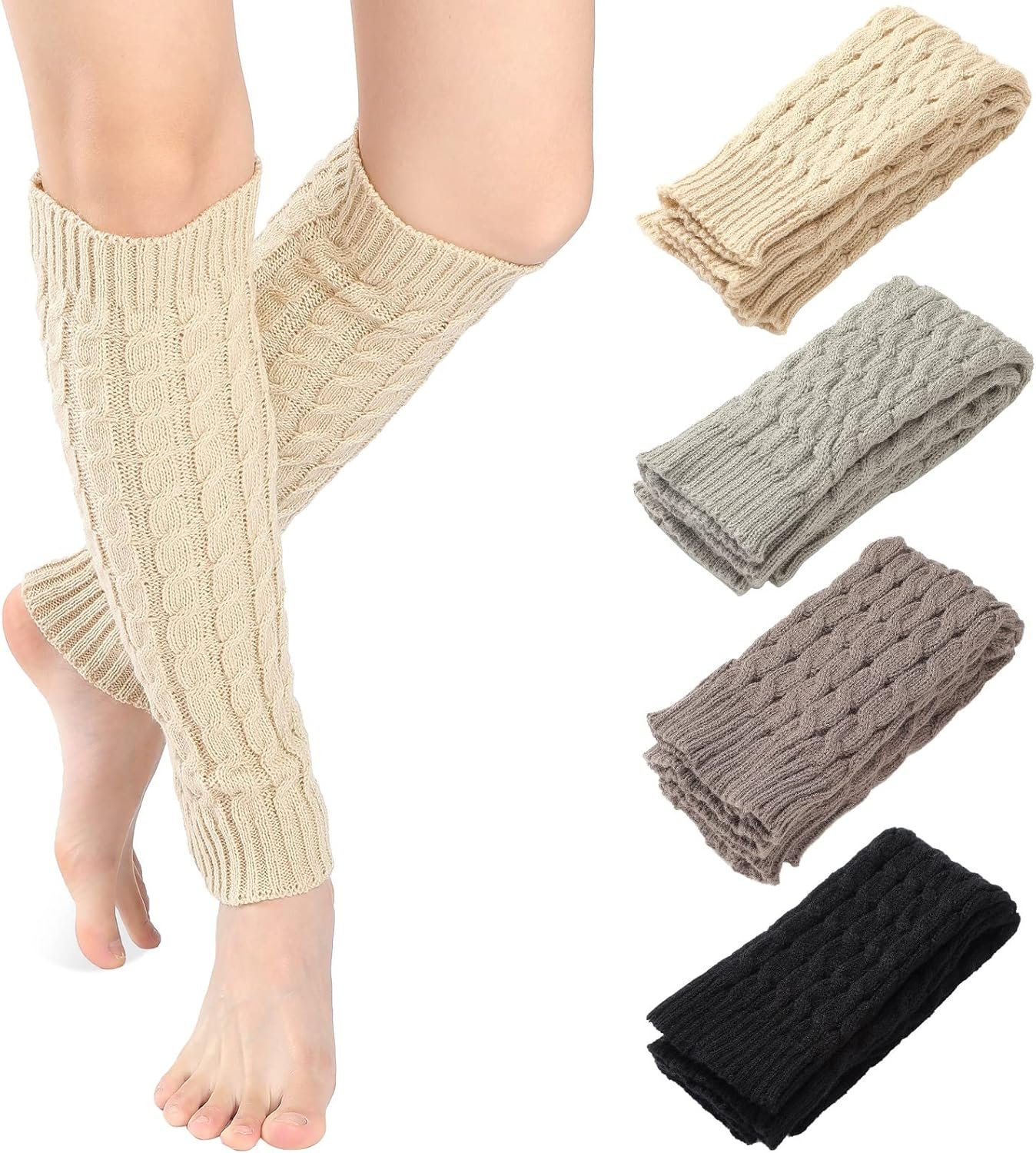 Cozy 4-Pack Cable Knit Leg Warmers for Winter