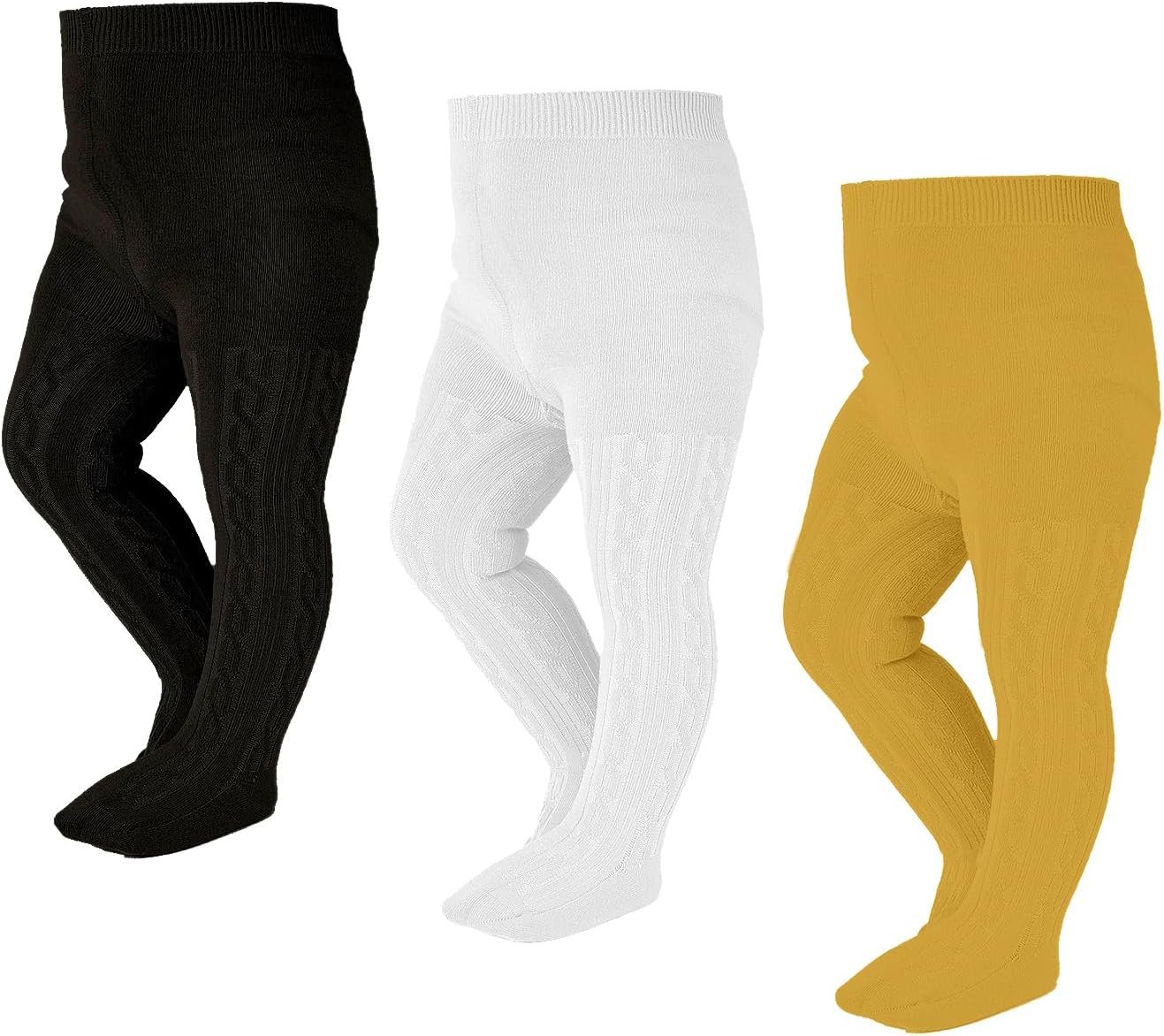 Cozy Cable Knit Tights for Baby Girls – 3-6 Pack