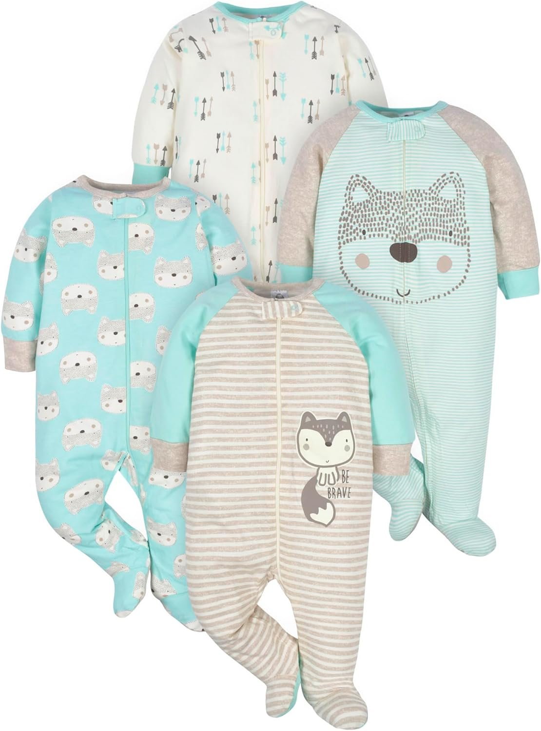 Cozy 100% Cotton Footie Pajamas for Baby Boys - 4 Pack