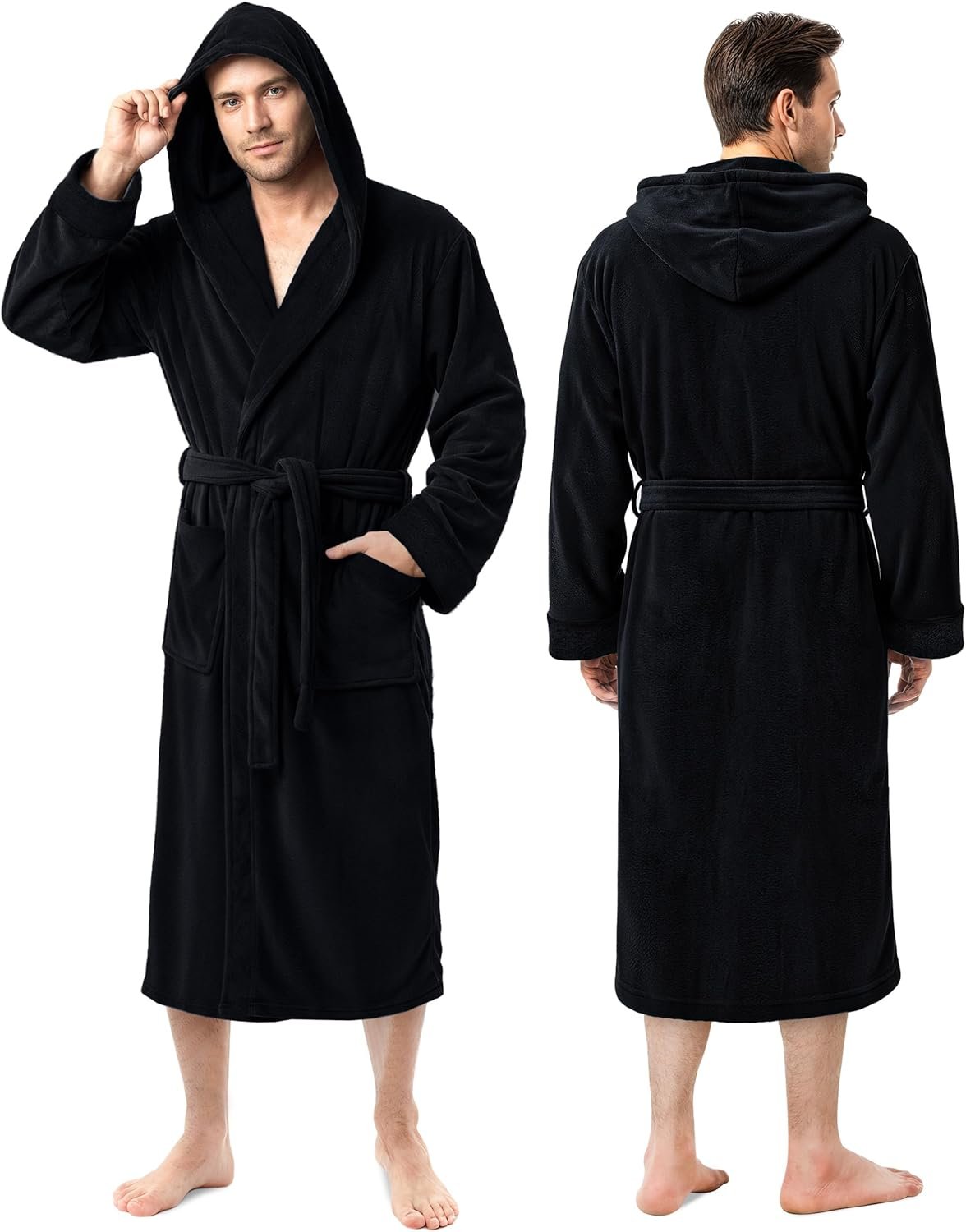 Cozy Hooded Fleece Robe for Men's Lounge Bliss