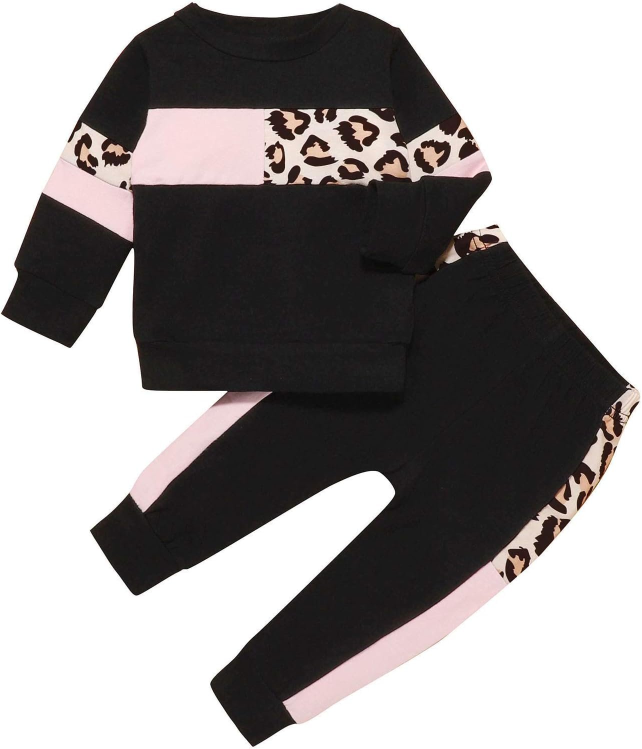Cozy Leopard Print Outfit Set for Toddler Girls