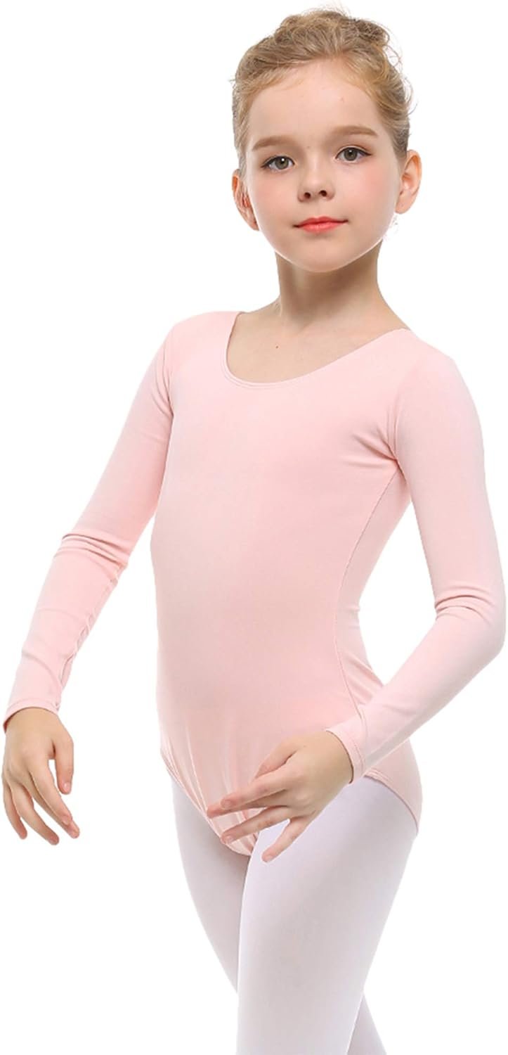 Cozy Long-Sleeve Ballet Leotard in Black for Girls