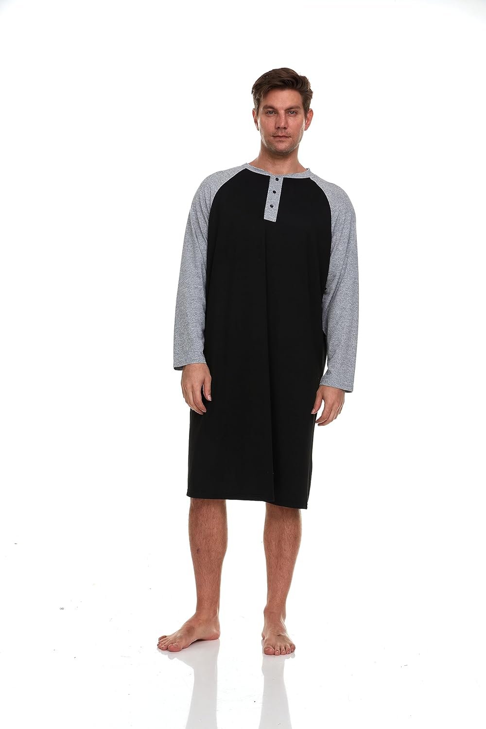 Cozy Long-Sleeve Men's Nightshirt for Effortless Sleep