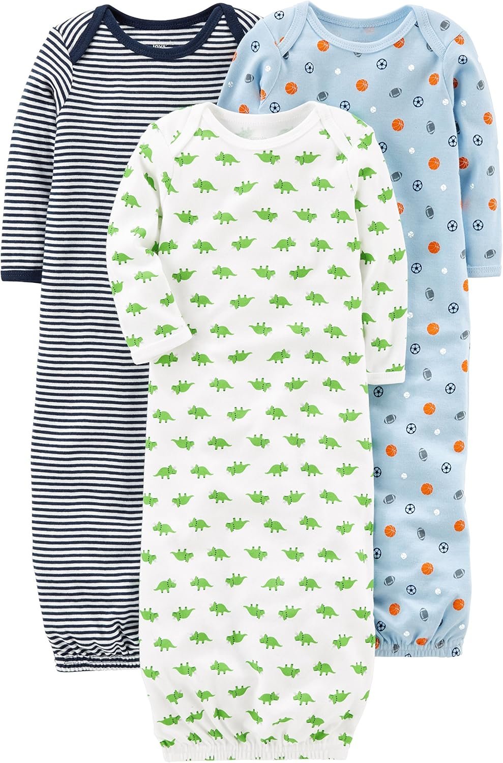 Cozy Nights: 3-Pack Cotton Sleeper Gown for Baby Boys