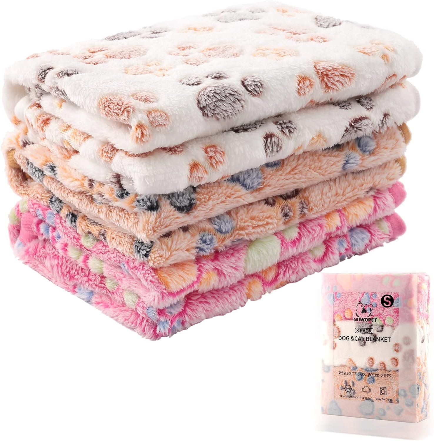 Cozy Pet Blanket Set: 3-Pack Warm Fleece Mats