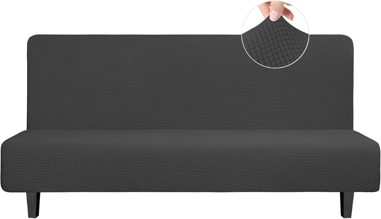 Cozy Stretch Slipcover for Armless Futons – Dark Gray