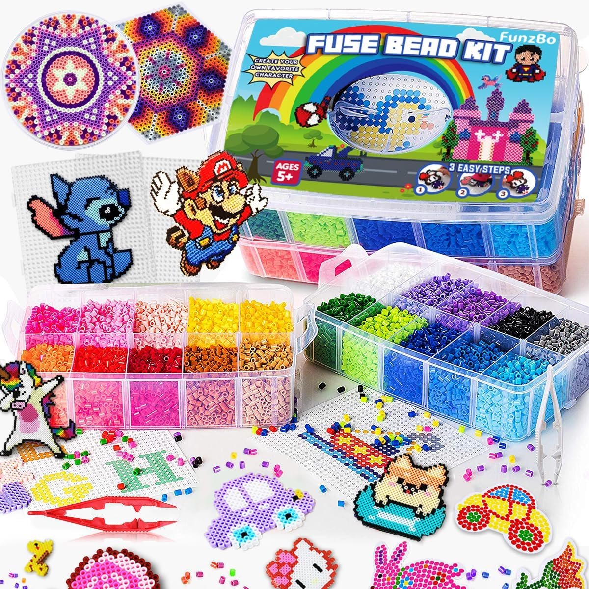 Creative Fun Fuse Beads Kit - 22 Colors & 106 Patterns