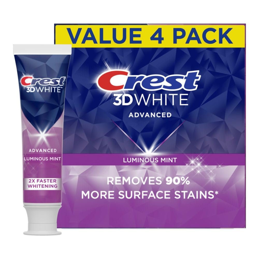 Crest 3D White Luminous Mint: Whiten Teeth After 1 Brush (4-Pack)