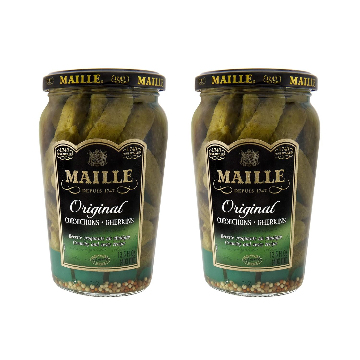 Crunchy Maille Cornichons: French Gherkins 2-Pack