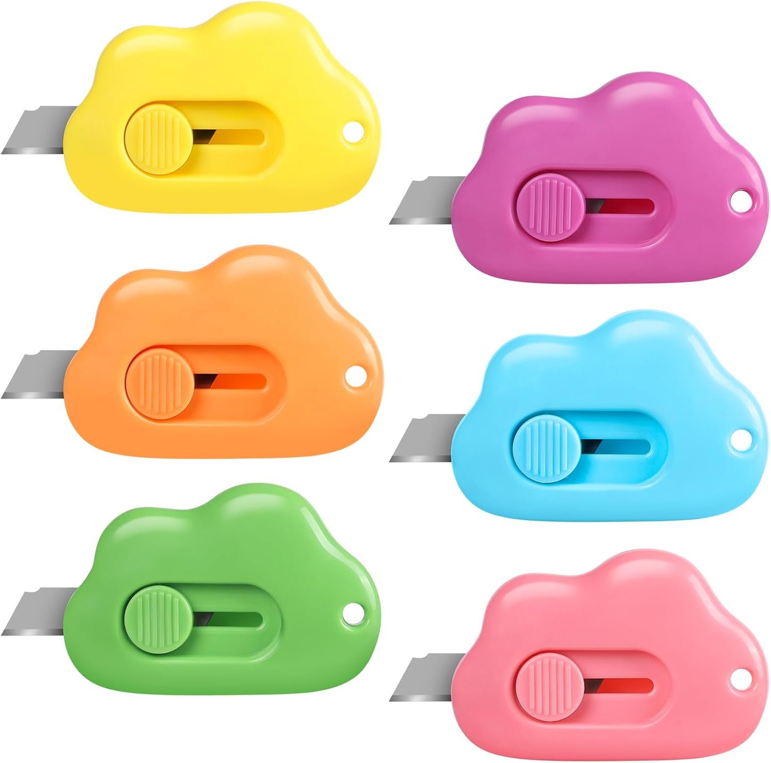 Cute Cloud Box Cutter Set - 6 Mini Utility Knives