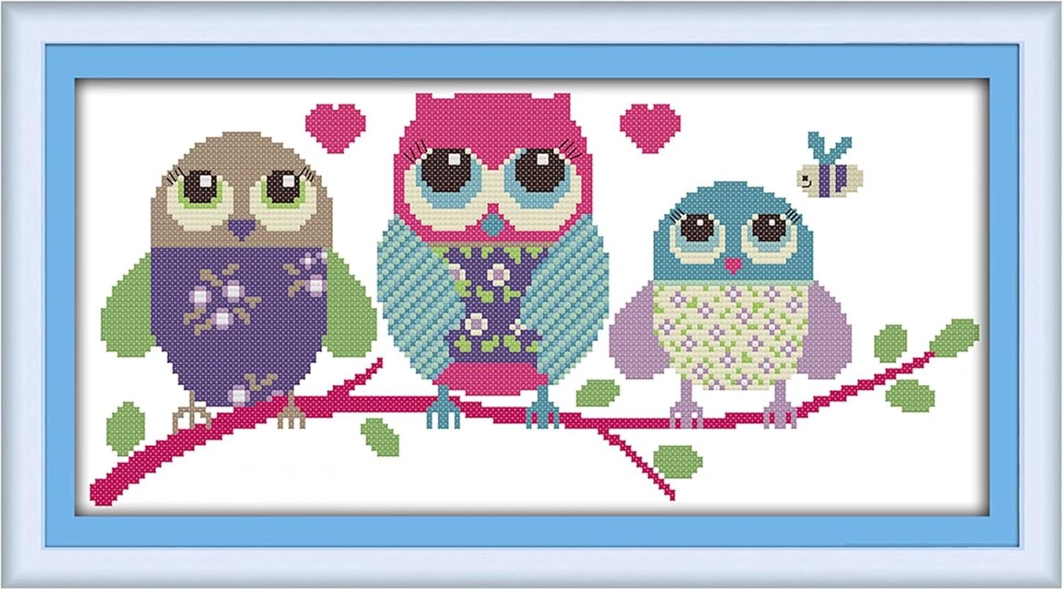 Cute Owl Cross Stitch Kit for Adults - Complete DIY Embroidery Set