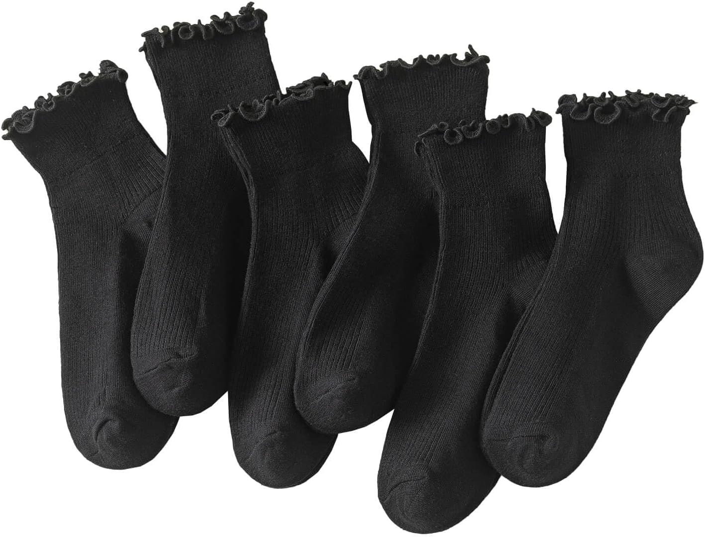 Cute Ruffle Ankle Socks: 6 Pairs for Women