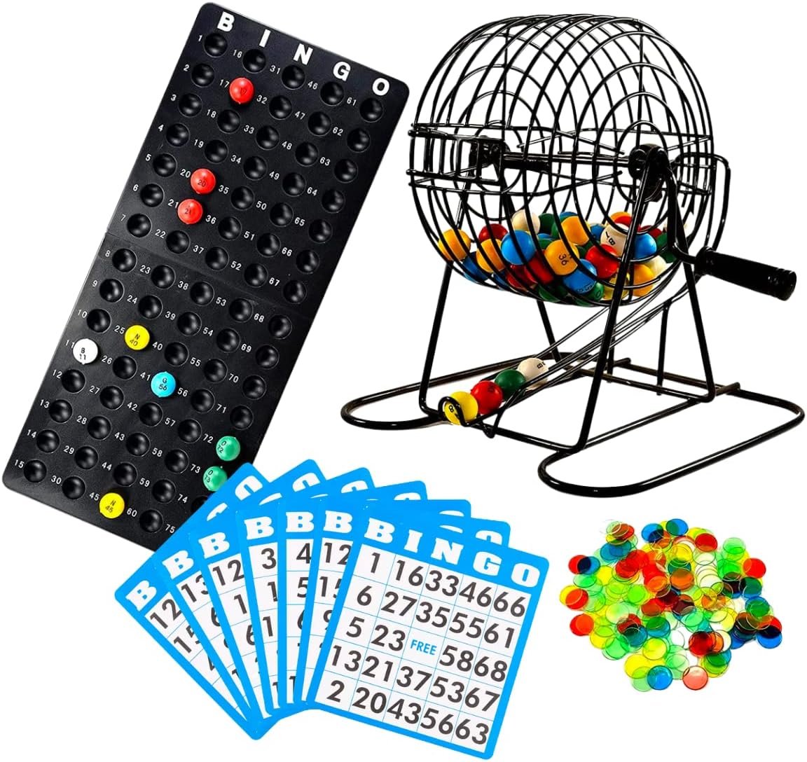 Complete Bingo Set with Cage - Ready in Minutes for Family Fun