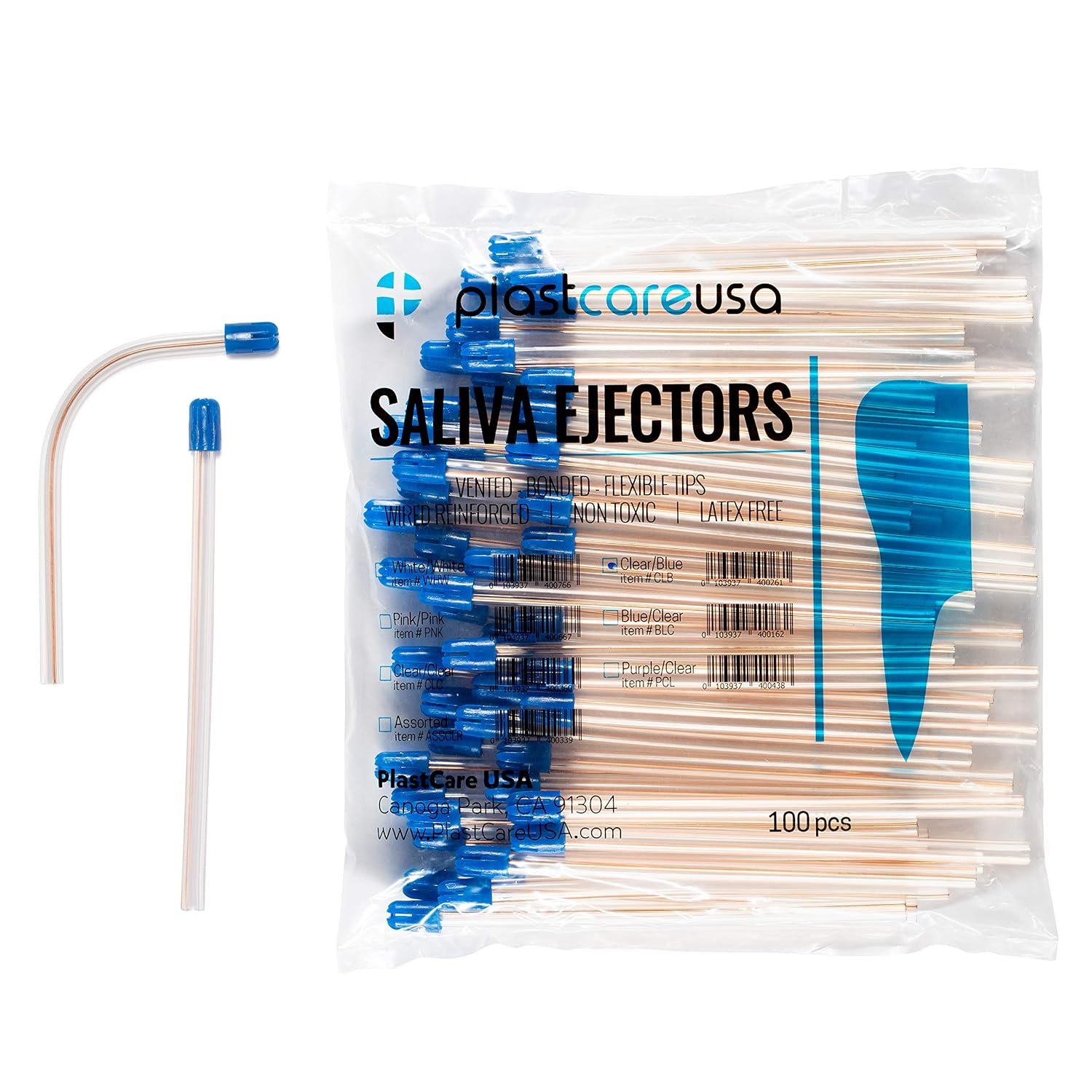 Disposable Dental Saliva Ejectors - 100 Pack