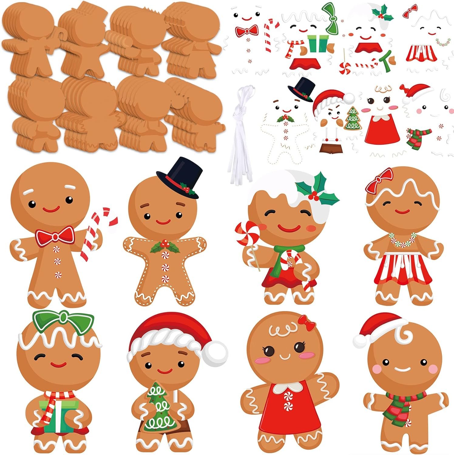 DIY Gingerbread Christmas Ornament Kit - 48 Pieces