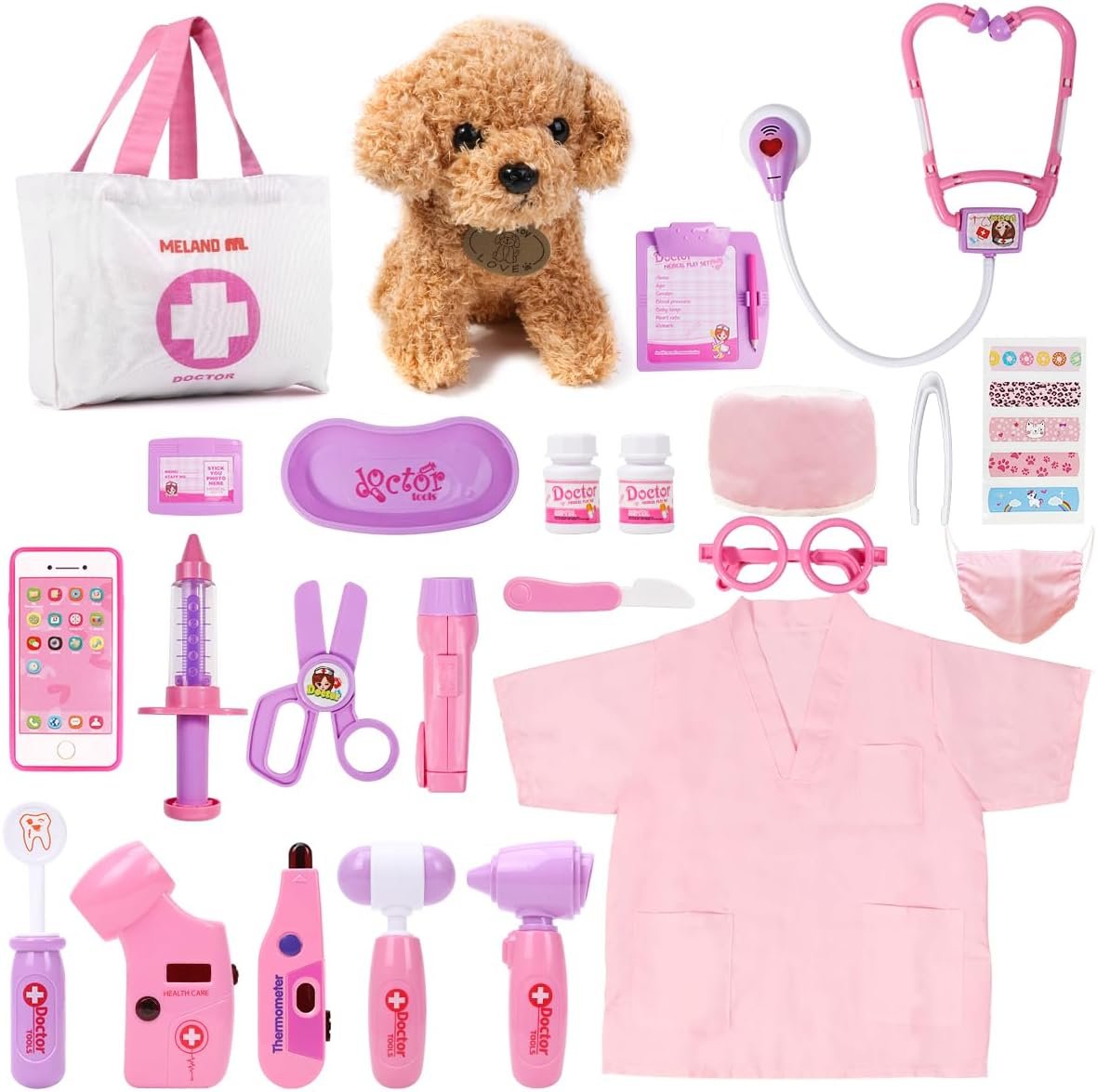 Complete Doctor Play Set with Vet Dog Toy for Girls Age 3-8